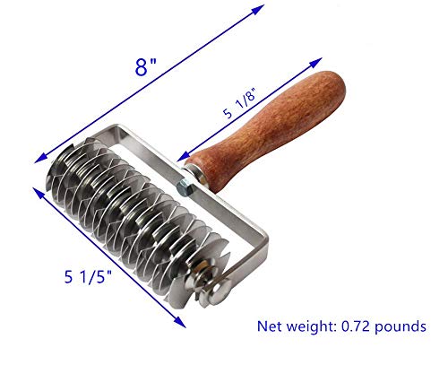 Premium Stainless Steel Dough Lattice Cutter with Wooden Handle - Professional Baking Tool for Perfect Pie Crusts, Cookie Designs & Pastry Decorations | Ideal for Home Bakers, Pizza Making & Cake Decorating