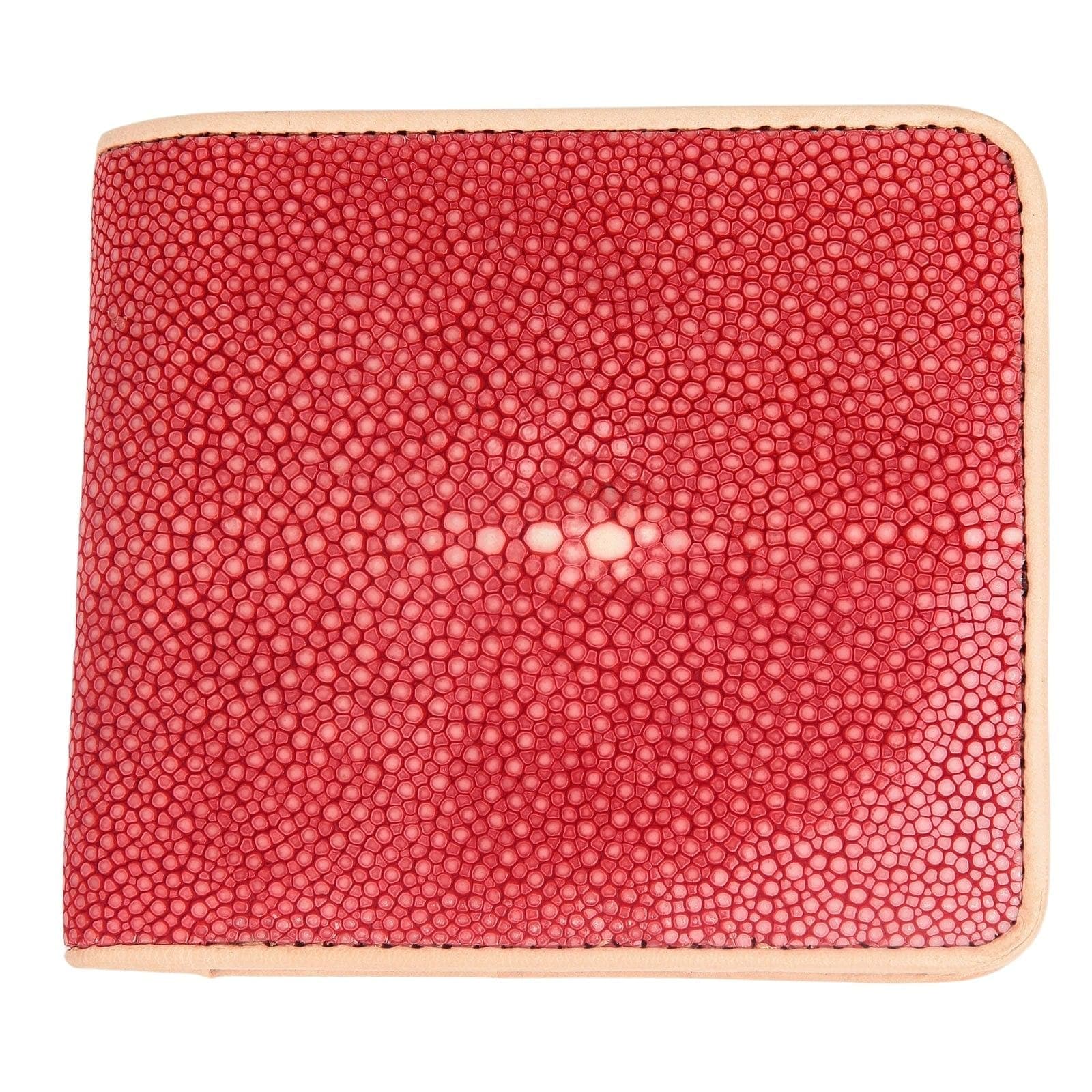 Premium Genuine Stingray Leather Wallet for Men - Durable Red Handmade Billfold with RFID Protection - Perfect for Business, Travel & Everyday Use