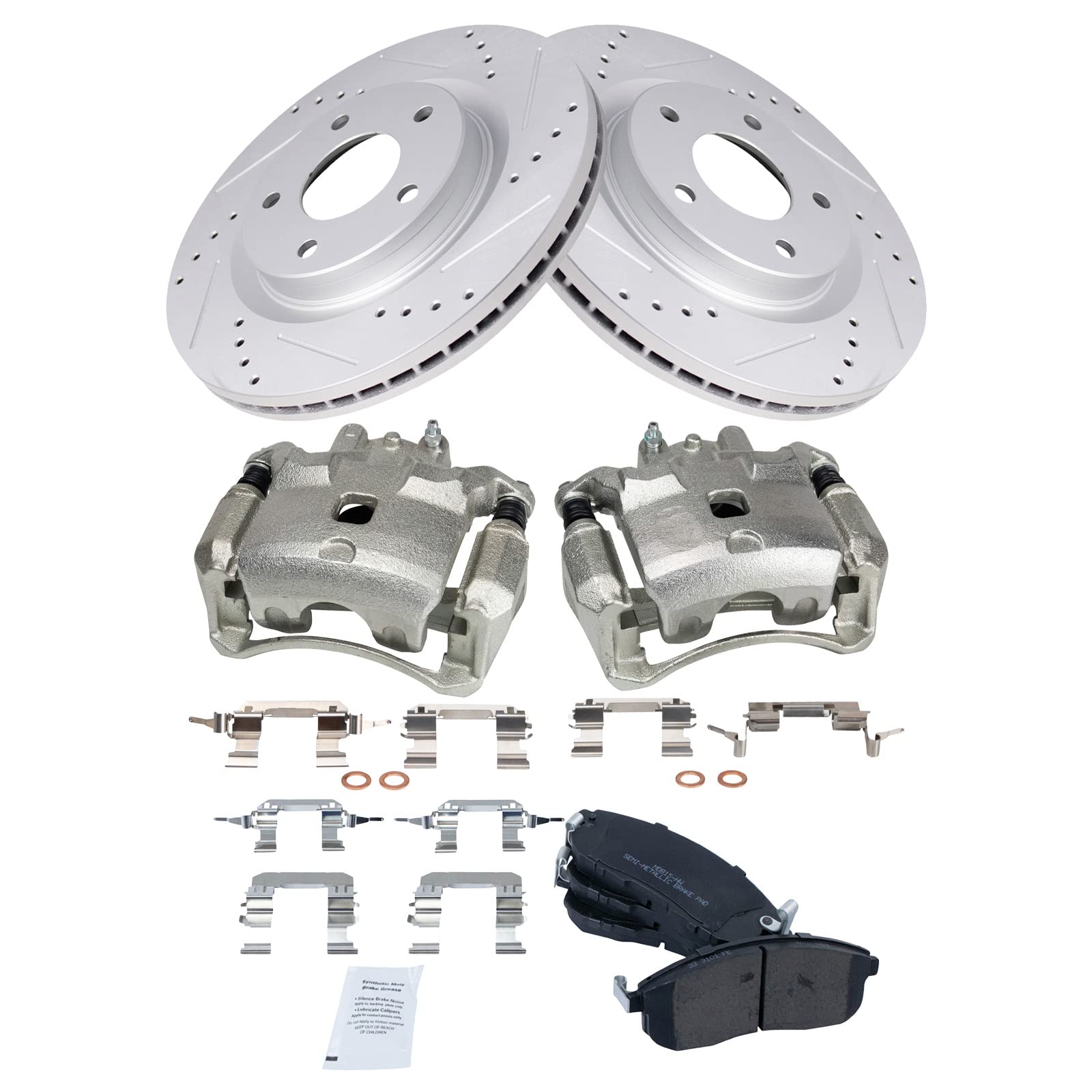 TRQ Front Performance Brake Pad & Rotor Kit - Semi-Metallic Vented Premium G-Coated - Compatible with 2017-2019 Nissan Sentra - Perfect for High-Performance Driving & Daily Commutes