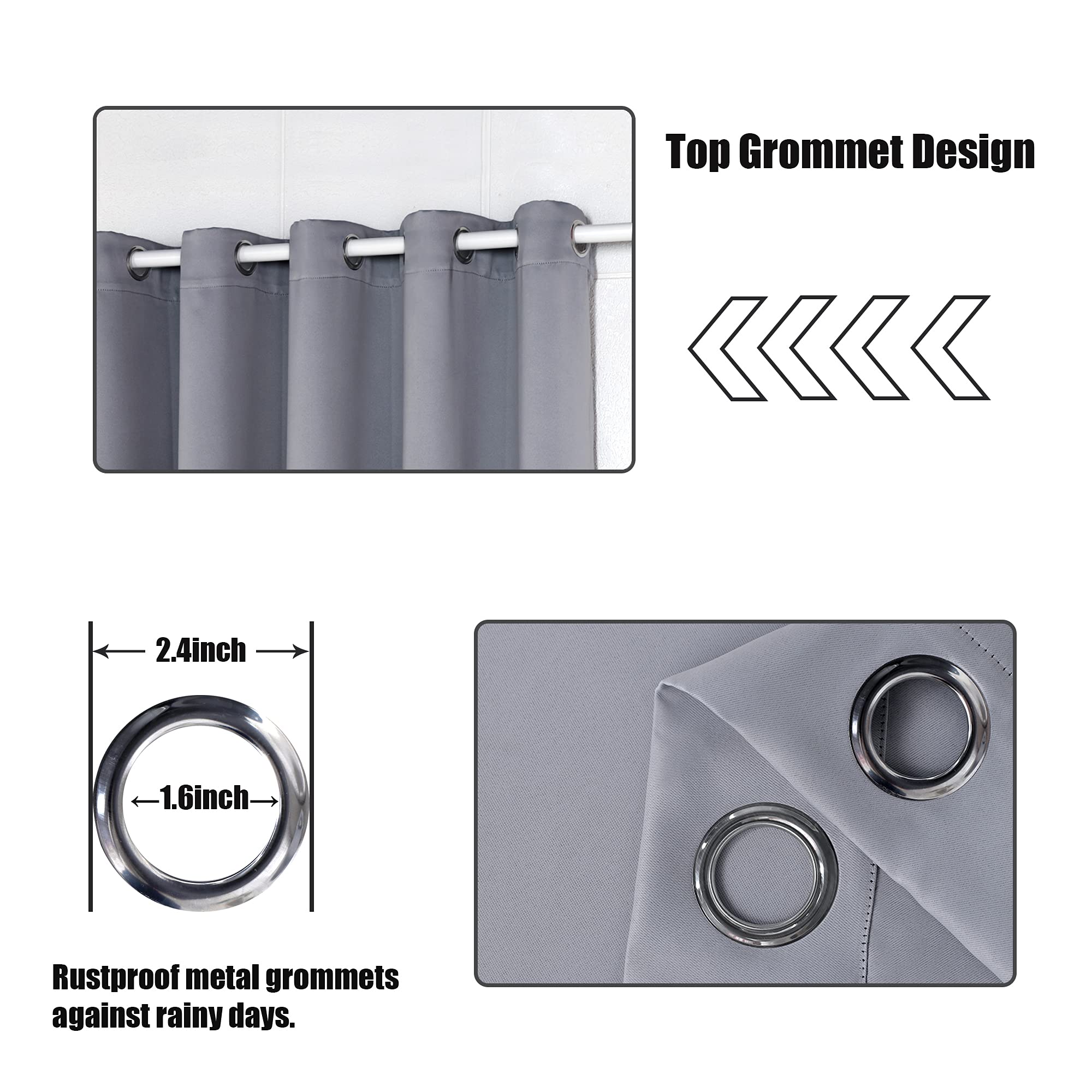BONZER Waterproof Blackout Outdoor Curtains for Patio - Light Blocking Weather Resistant Privacy Grommet Curtains for Gazebo, Porch, Pergola, Cabana, Deck, Sunroom - 1 Panel (120