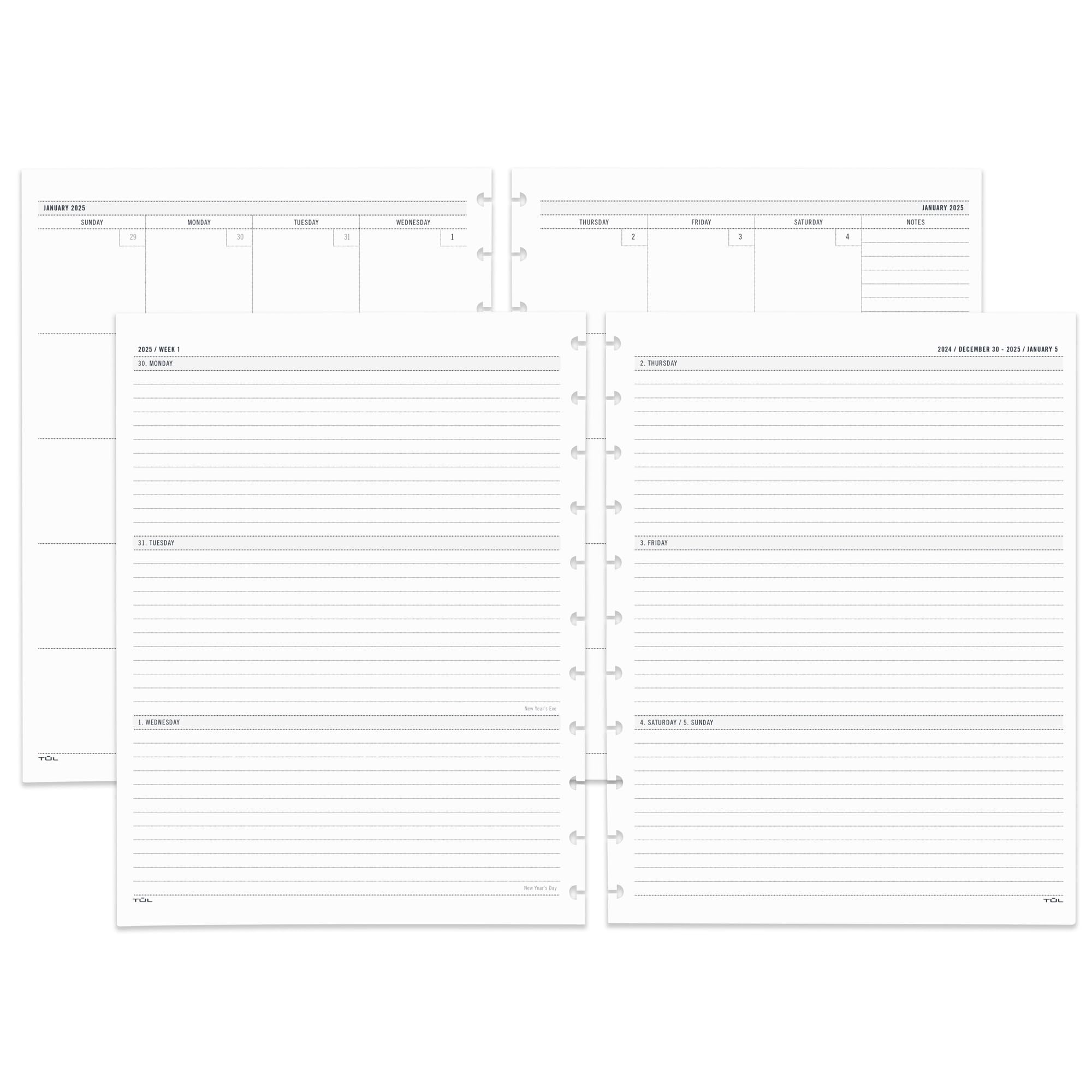 2025 TUL® Discbound Weekly & Monthly Planner Refill Pages - Letter Size (January-December) for Home Office, School & Productivity Planning | Reusable Calendar Inserts for Happy Planners