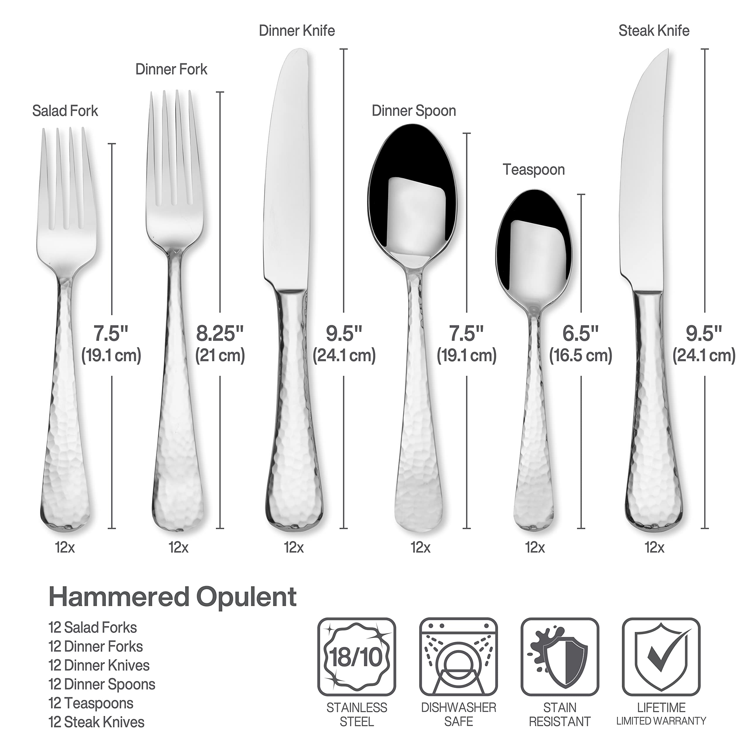Premium Mikasa Opulent Mirror 75-Piece Flatware Set for 12 - 18/10 Stainless Steel Silverware with Serving Utensils - Elegant Dining Set for Formal Dinners, Weddings & Holiday Entertaining