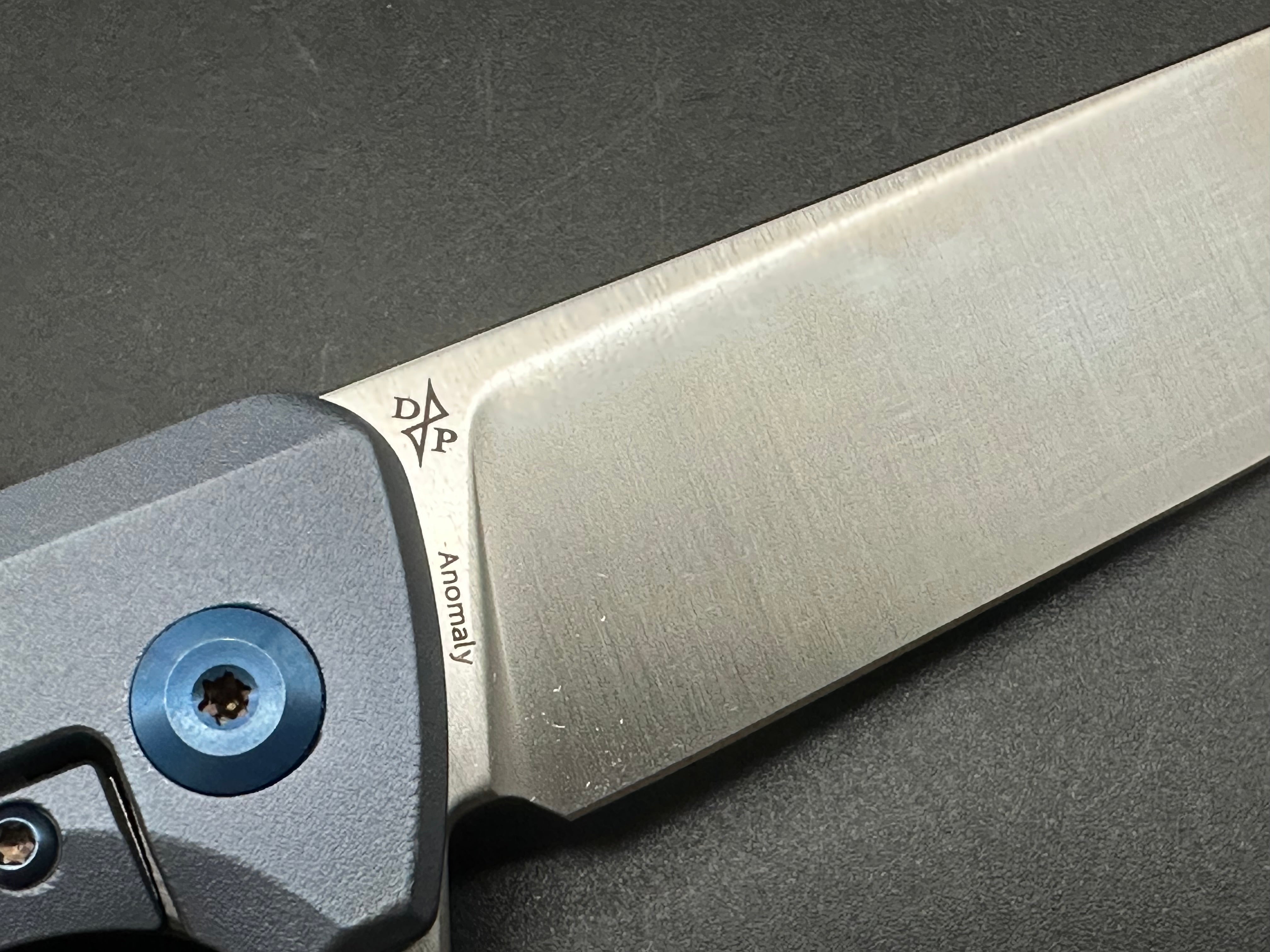 KANSEPT ANOMALY Folding Pocket Knife - Blue Orange Peel Titanium Handle, S35VN Steel Blade - EDC, Camping, Outdoor Survival Gear