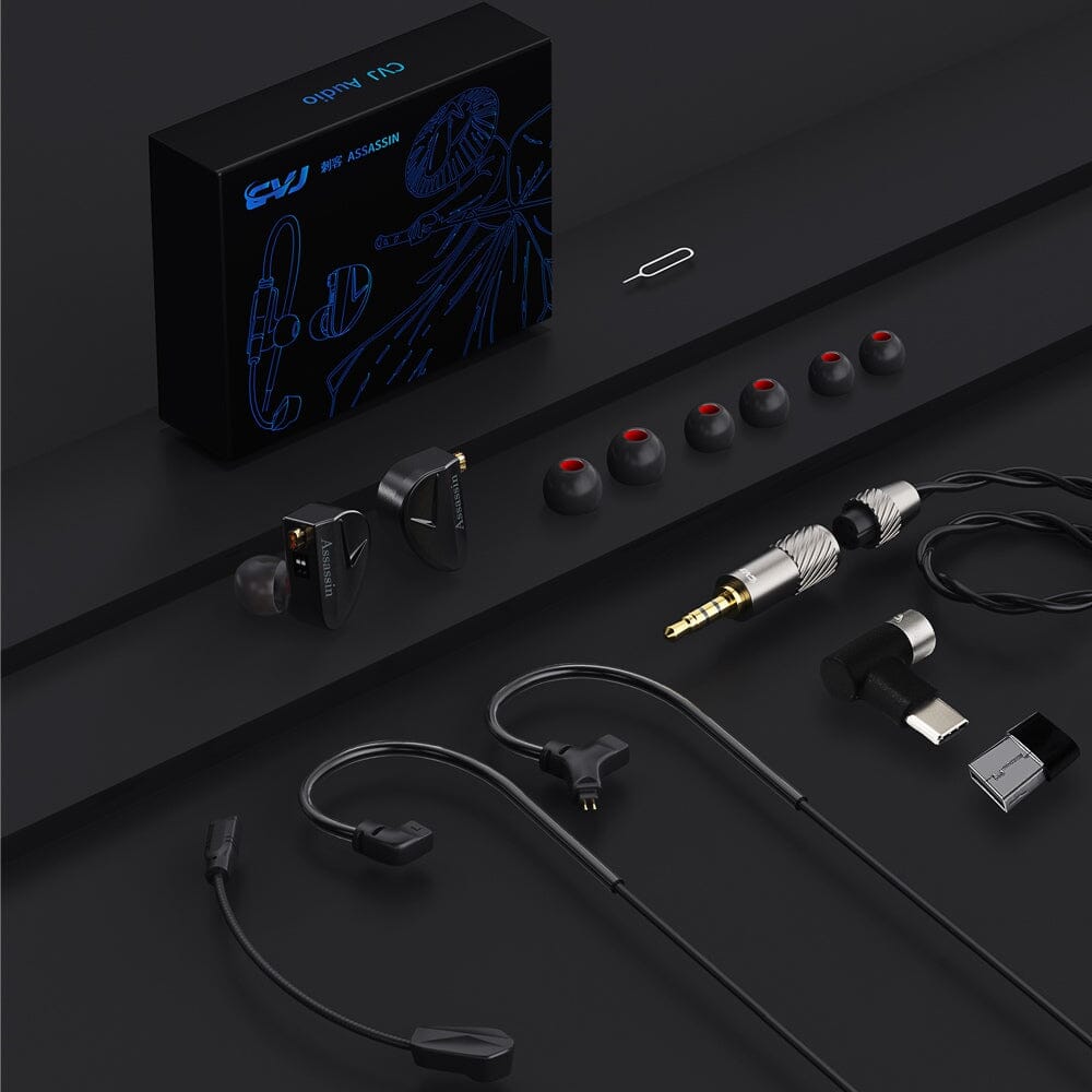 CVJ Assassin 10mm Dynamic Driver + Balanced Armature Hybrid Gaming IEMs with Vibration Driver - Professional Esports Earphones for FPS, MOBA & Battle Royale Games