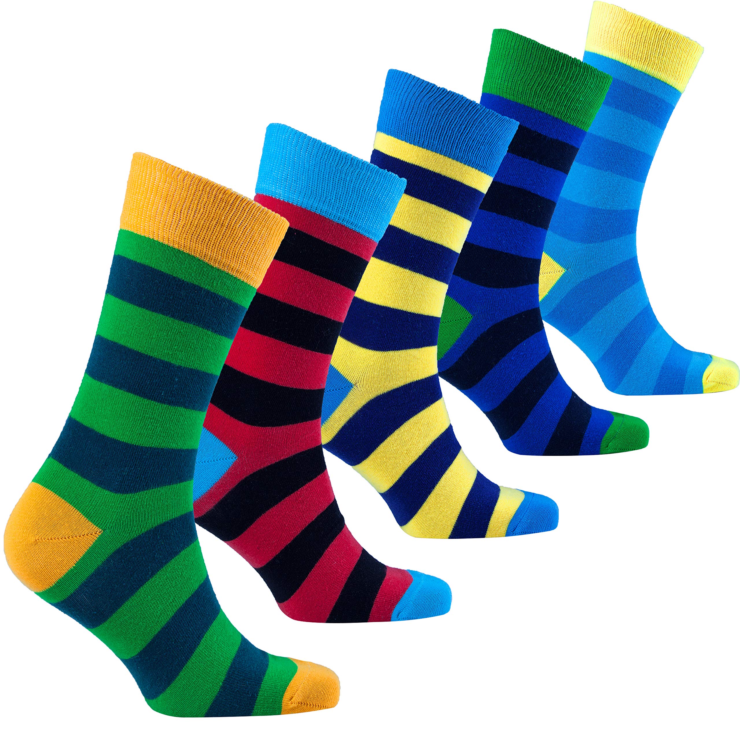 Men's 5-Pack Colorful Cotton Novelty Dress Socks Gift Set - Soft & Comfortable Casual & Formal Socks for Work, Party & Gift Giving