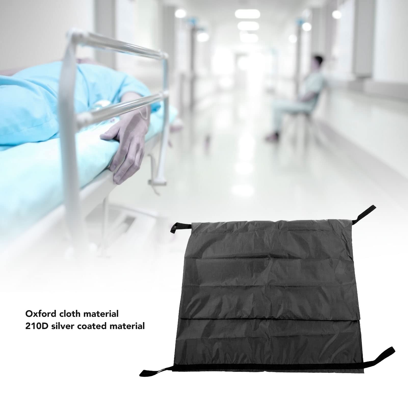 Black Waterproof 210D Oxford Cloth Cadaver Bag for Emergency & Funeral Use - Portable Human Body Storage Bag (210x75cm) - Ideal for Hospital Transport, Morgue Storage & Disaster Preparedness