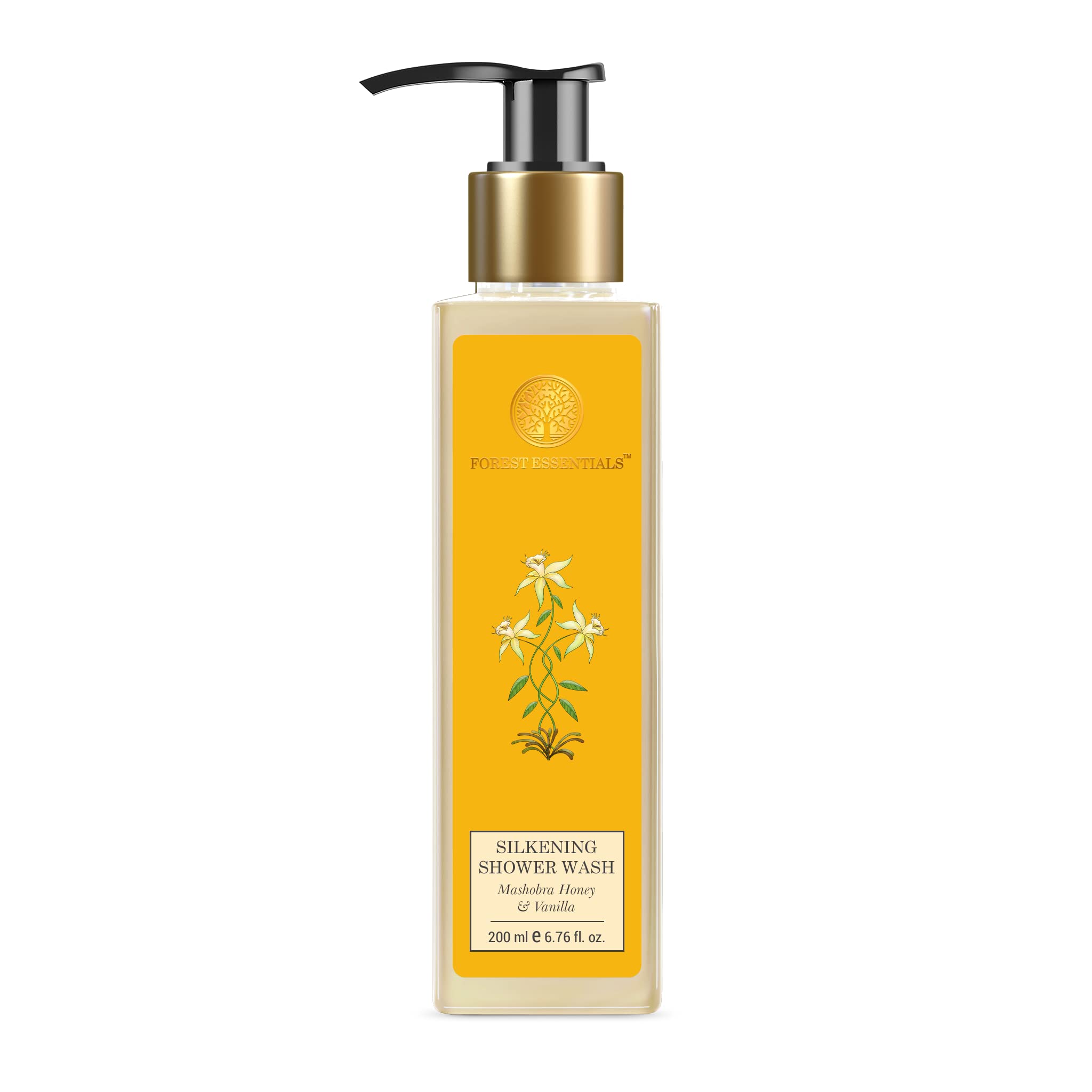Forest Essentials Silkening Shower Wash - Mashobra Honey & Vanilla Scented Body Wash for Soft & Glowing Skin | Luxurious Bath & Shower Experience