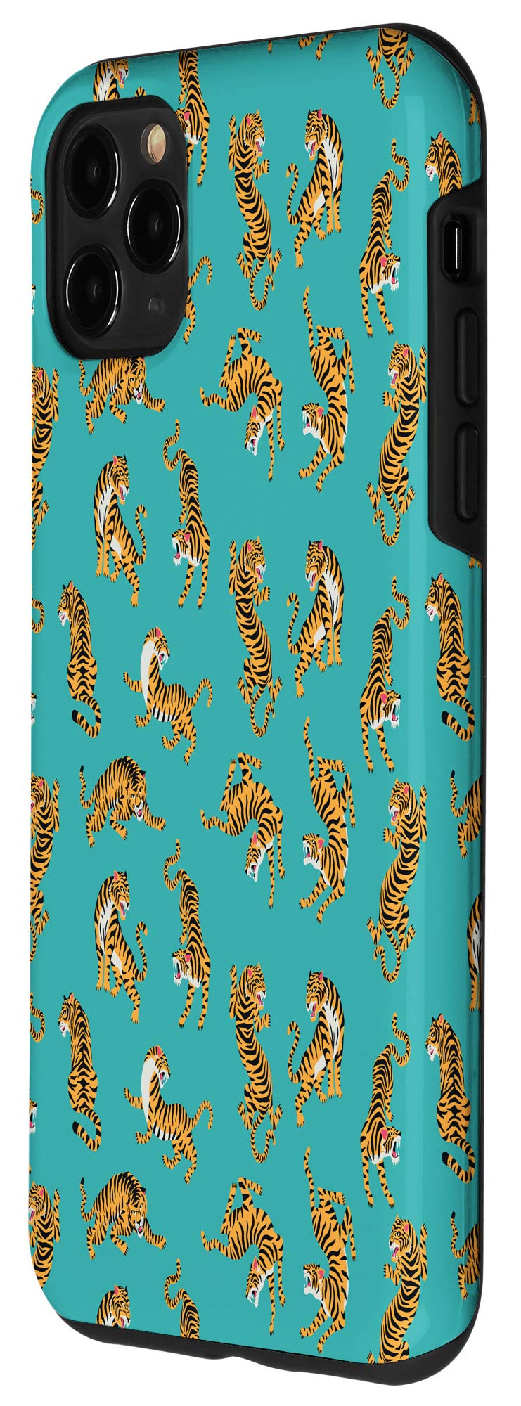 iPhone 11 Pro Max Case - Premium Tiger Print Asian Animal Lover Phone Cover with Striped Design on Blue Background - Perfect for Wildlife Enthusiasts & Nature Lovers