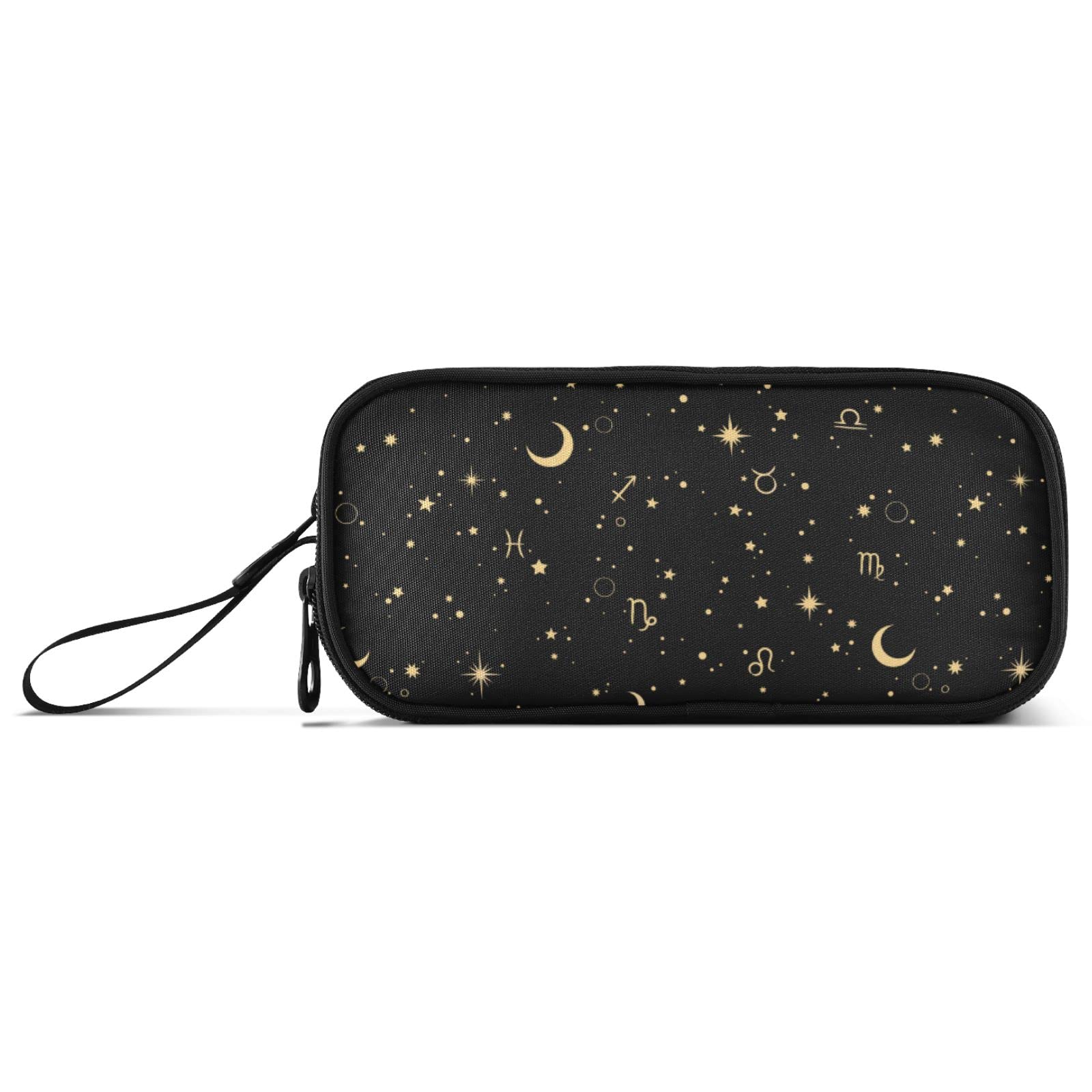 ALAZA Moon Star Zodiac Pencil Case - Durable Nylon Zipper Pouch for Pens & Stationery - Perfect for School, College, Office & Work (Unisex Design for Men & Women) - Great Gift for Students & Professionals