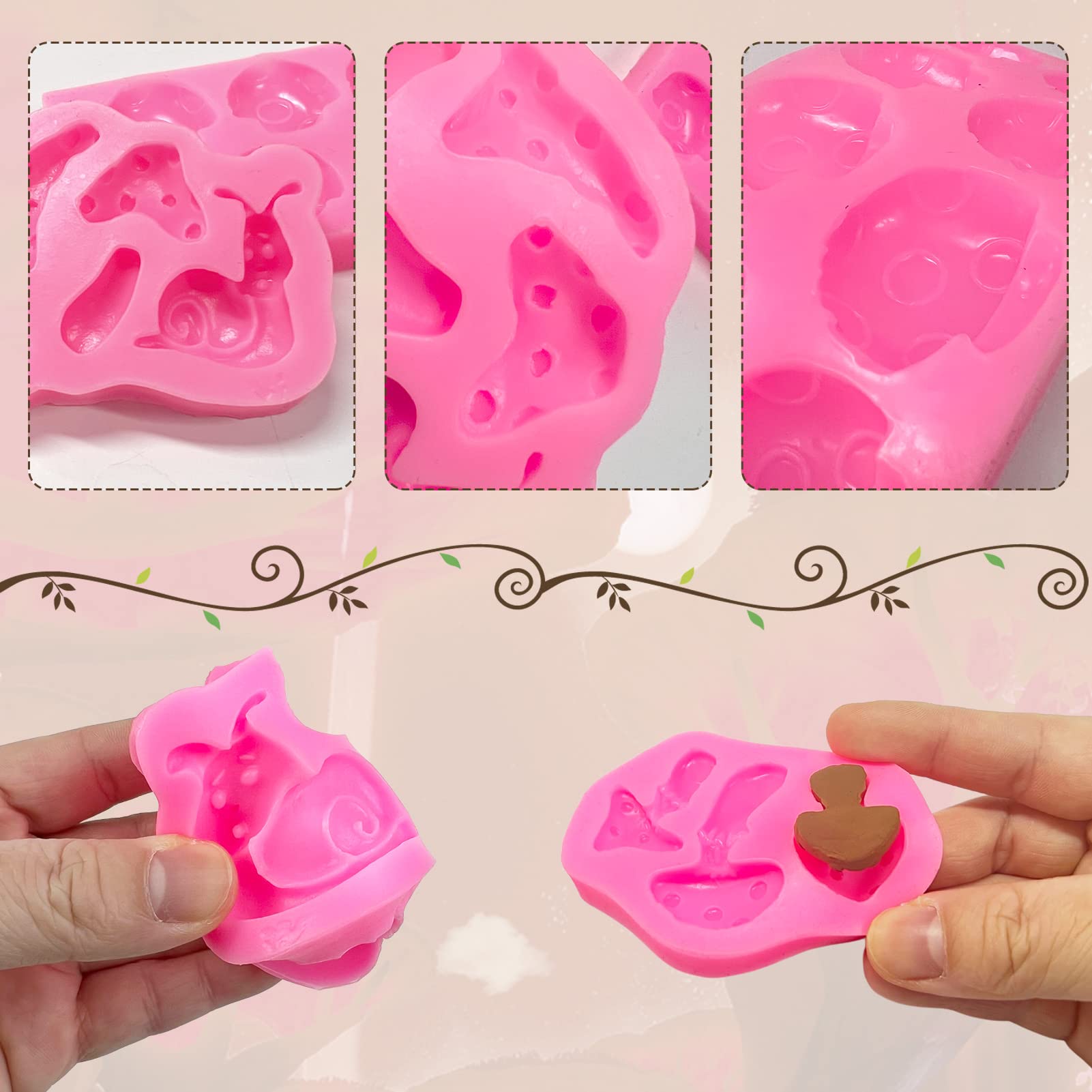Premium Silicone Mushroom & Snail Chocolate Molds - Cute Baking Tools for Cupcake Toppers, Fondant Decorations, DIY Candy Making - Perfect for Birthday Cakes, Party Desserts & Holiday Treats