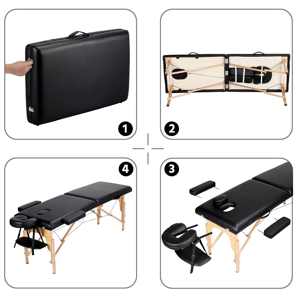 Yaheetech Portable Adjustable Massage Table - Professional Esthetician Bed for Lash Extensions, Waxing, Tattoo & Physical Therapy | Foldable Beauty Spa Table for Salon & Home Use