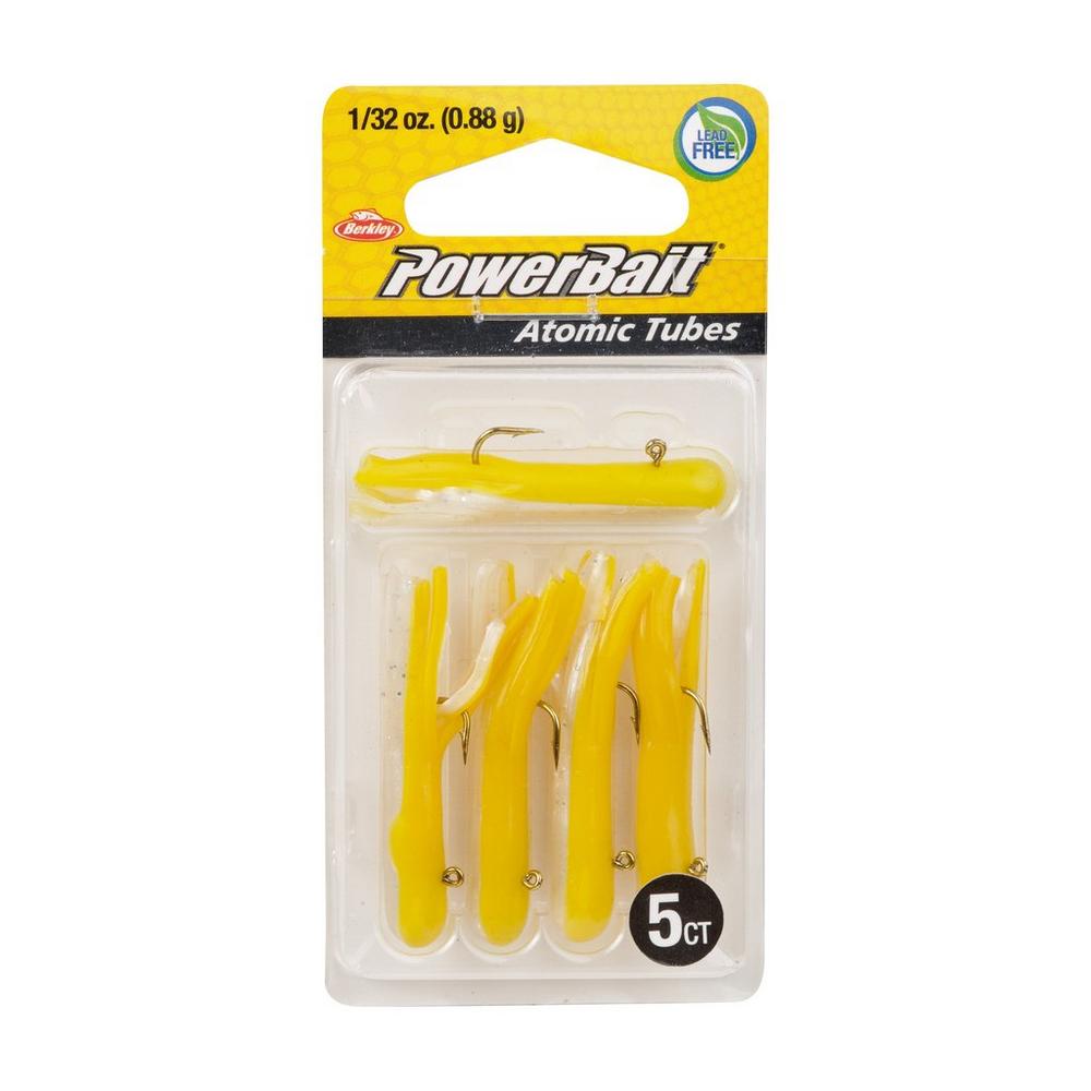 Berkley PowerBait Pre Rigged Atomic Tubes Fishing Lures - 5 Pack for Bass, Trout & Panfish - Perfect for Freshwater & Saltwater Fishing