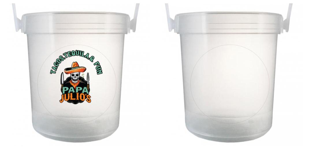 32 oz Plastic Rum Buckets with Custom Sticker - Bulk Party Cups for Cocktails, Margaritas & Tropical Drinks - Perfect for Beach Parties, Poolside Gatherings & Summer Celebrations