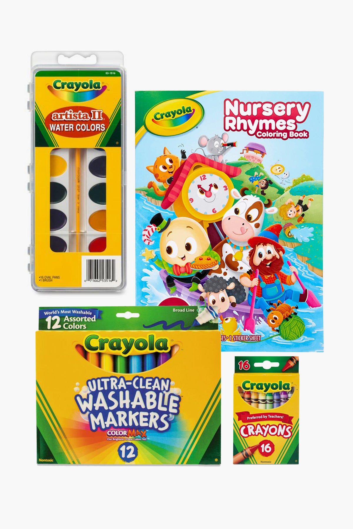 Crayola Nursery Rhymes Coloring Book Set for Kids - 30 Pages with Crayons | Fun Learning Activity for Toddlers & Preschoolers | Perfect for Home, Classroom & Travel Art Supplies