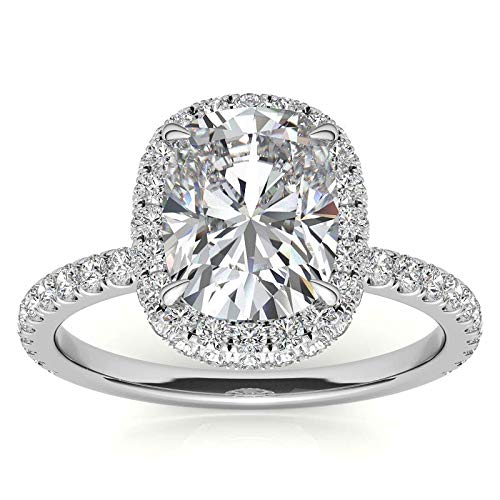 8 CT Elongated Cushion Cut Colorless Moissanite Engagement Ring Set - Wedding, Bridal, Anniversary Solitaire Ring with Halo Accent in Vintage Gold/Silver (Perfect for Proposals, Weddings & Special Occasions)