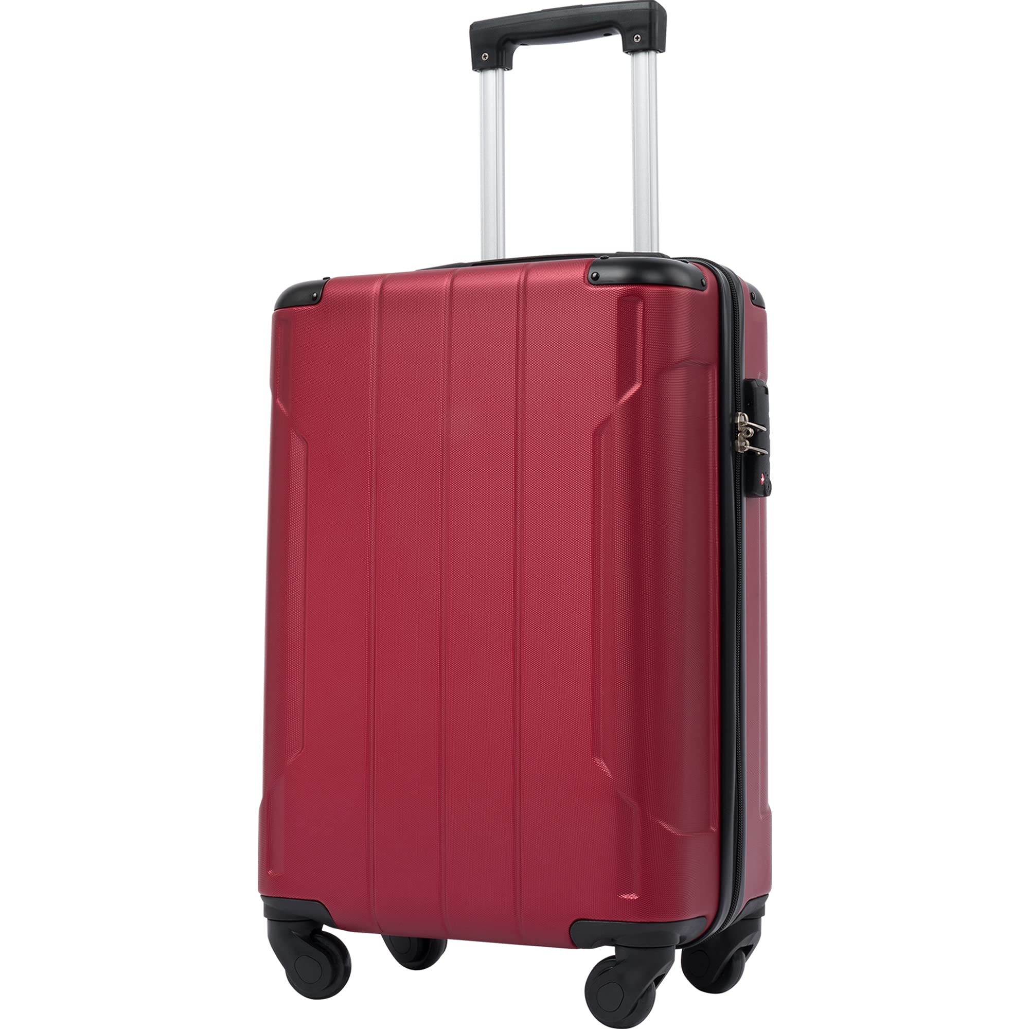 Fairydress 20'' Lightweight Hardshell Spinner Luggage with TSA Lock - Red Carry-On Suitcase for Travel, Business Trips & Weekend Getaways