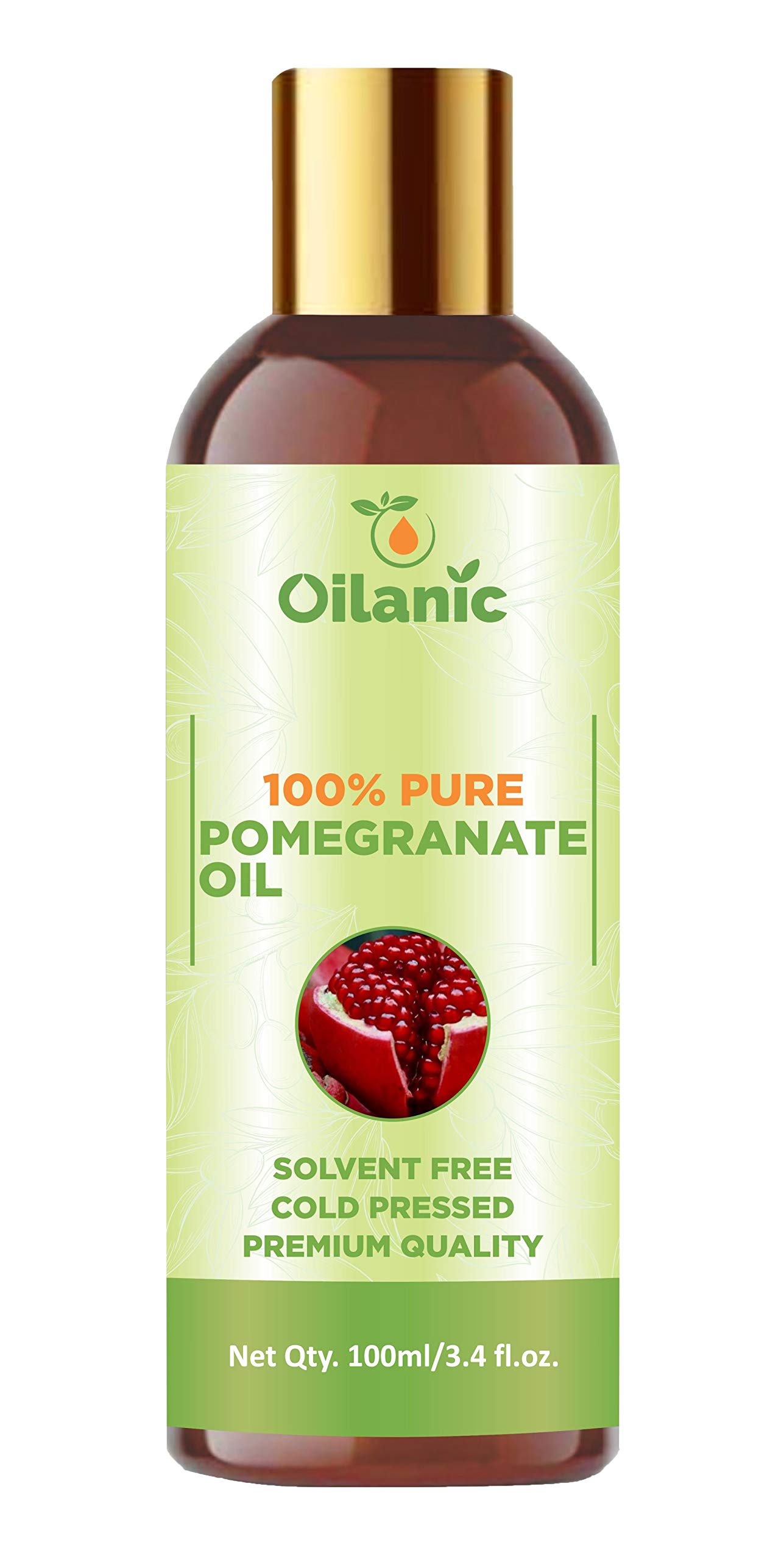 Oilanic 100% Pure & Natural Pomegranate Oil (3.4 fl oz) - Cold Pressed, Unrefined for Hair, Skin & Face Care - Perfect for DIY Beauty Recipes & Aromatherapy
