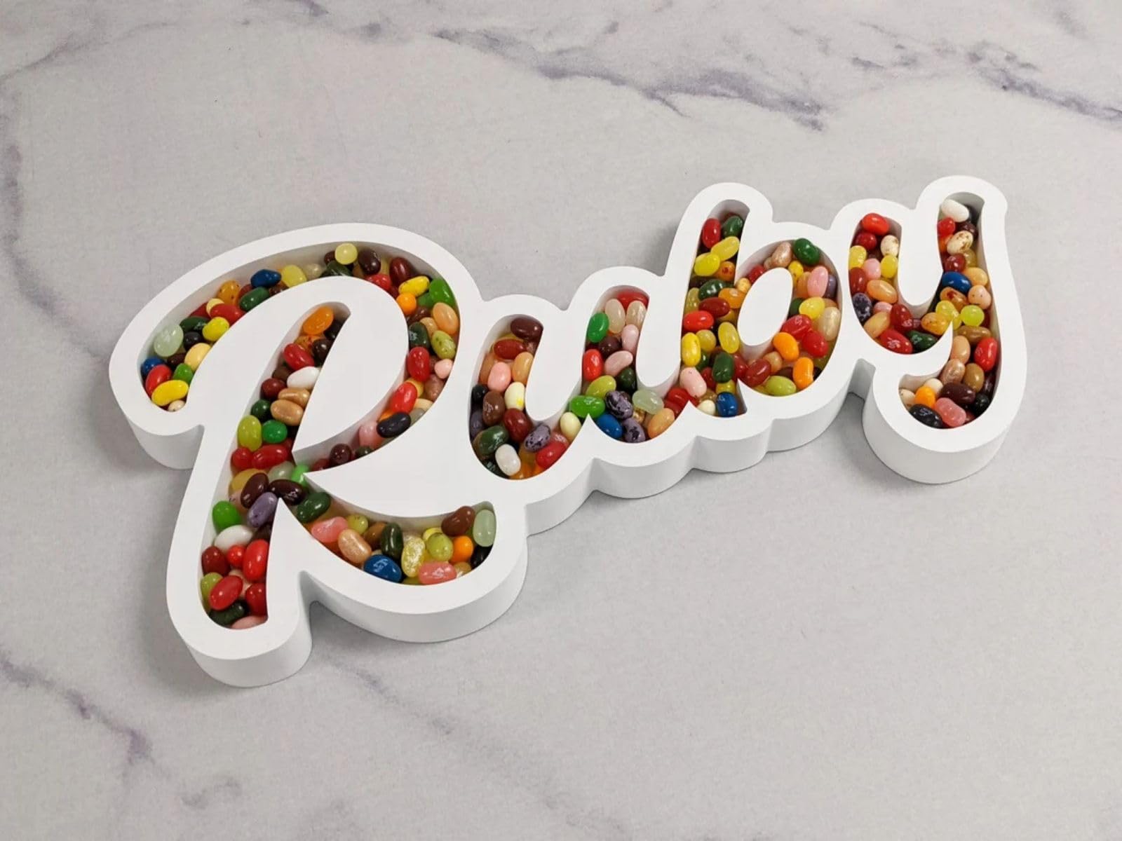 Custom Candy Tray 8.5 Inch - Personalized Fillable Letter Candy Dish for Party Decor, Wedding Dessert Table, Baby Shower & Holiday Celebrations