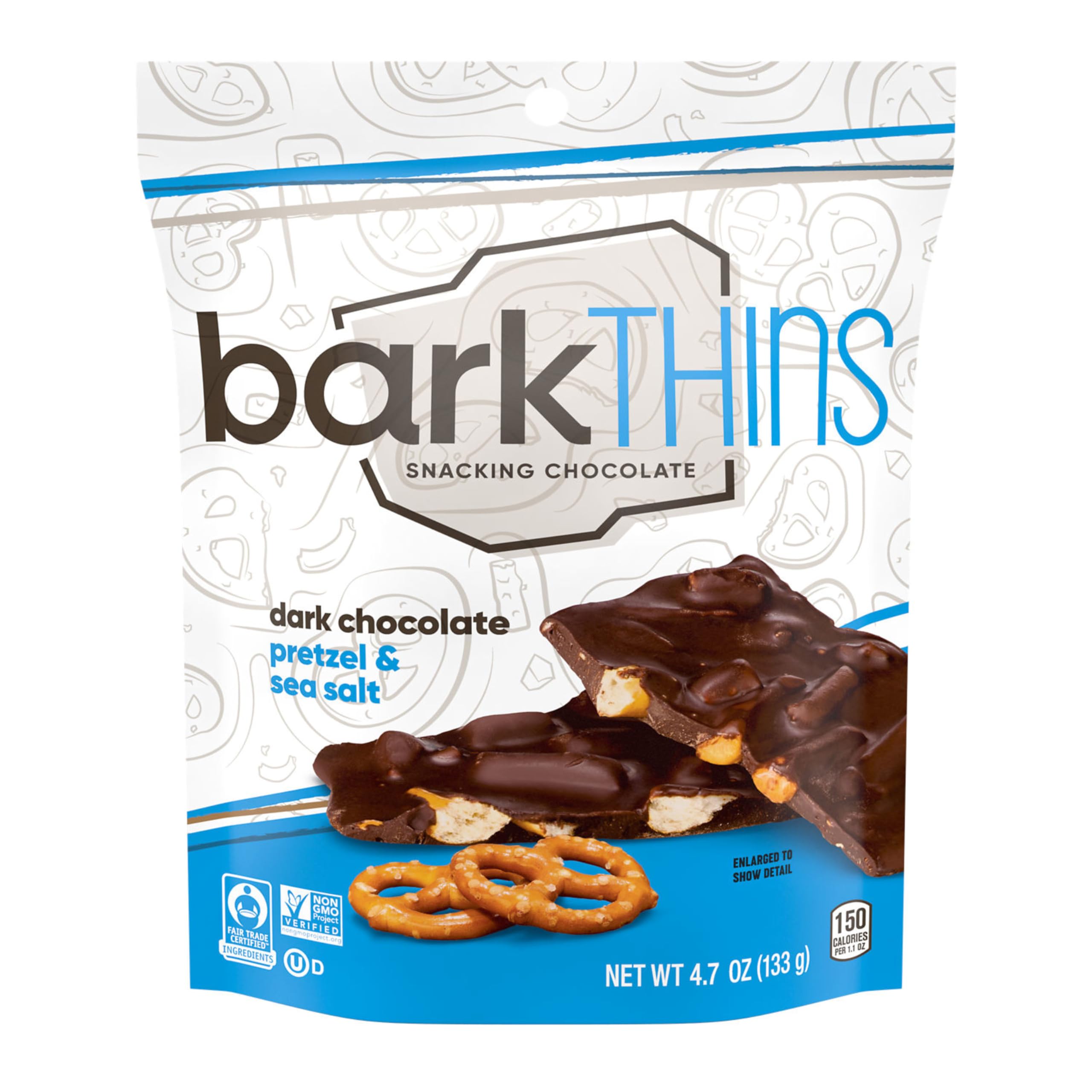 BarkTHINS Dark Chocolate Pretzel & Sea Salt Snacks - 4.7oz (6 Pack) | Gourmet Chocolate Bites for Parties, Gifts & Healthy Desserts | Crunchy Pretzel & Sea Salt Chocolate Treats