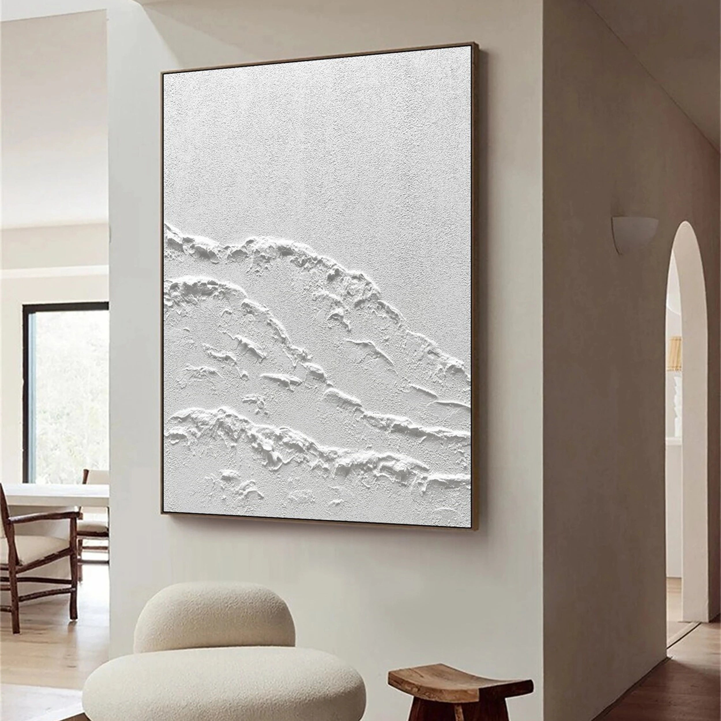 White Minimalist Textured Painting Canvas #MM101 - Abstract Wall Art for Modern Home & Office Decor