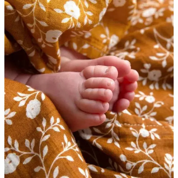 Premium Organic Muslin Swaddle Blankets (Pack of 2) - Soft Caramel Color for Baby Wrapping, Nursing Cover & Stroller Blanket