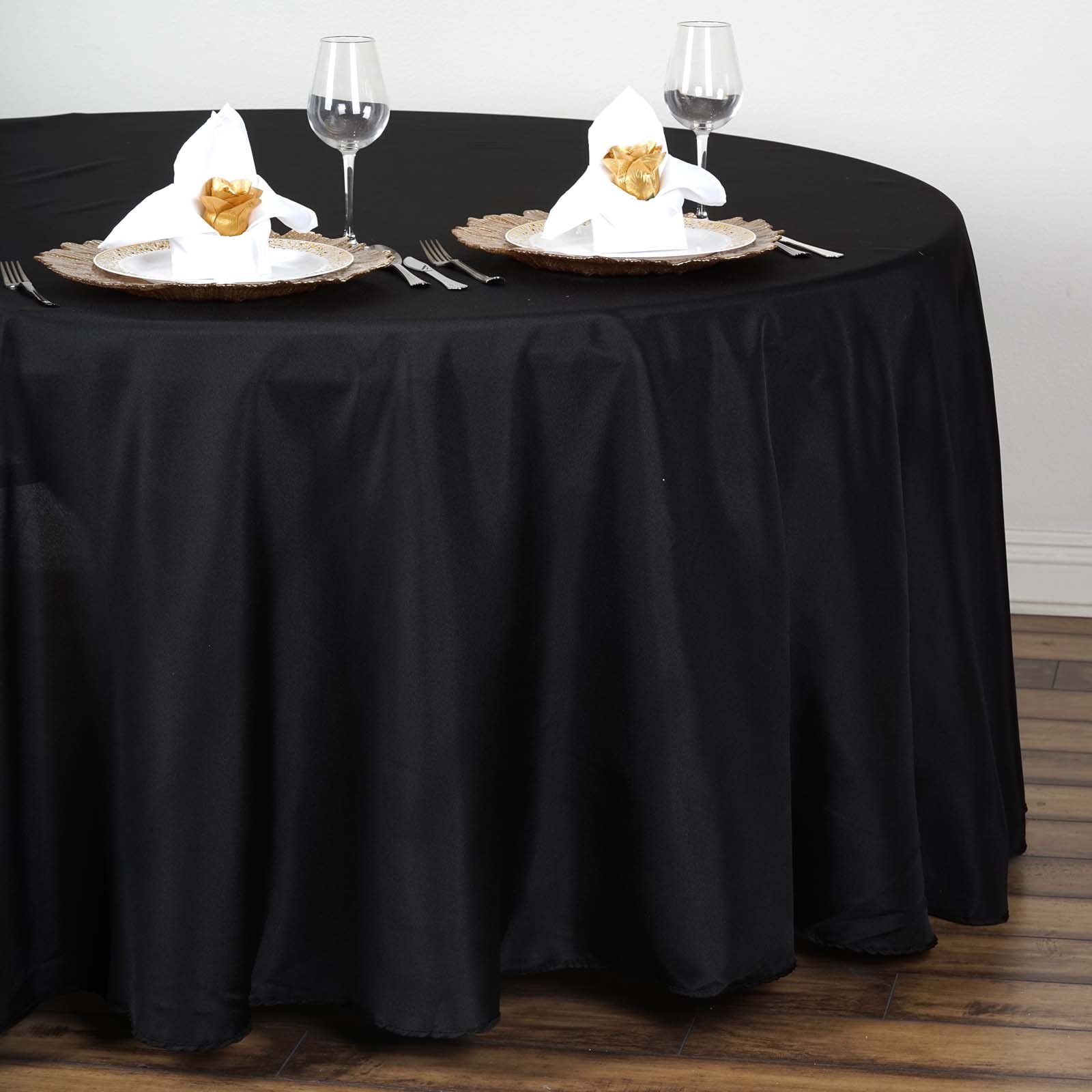 BalsaCircle Halloween Party Tablecloth - 10 Pack 108 Inch Black Round Washable Polyester Table Cover for Dining, Kitchen Decor & Party Supplies | Perfect for Halloween Decorations, Dinner Parties & Holiday Events