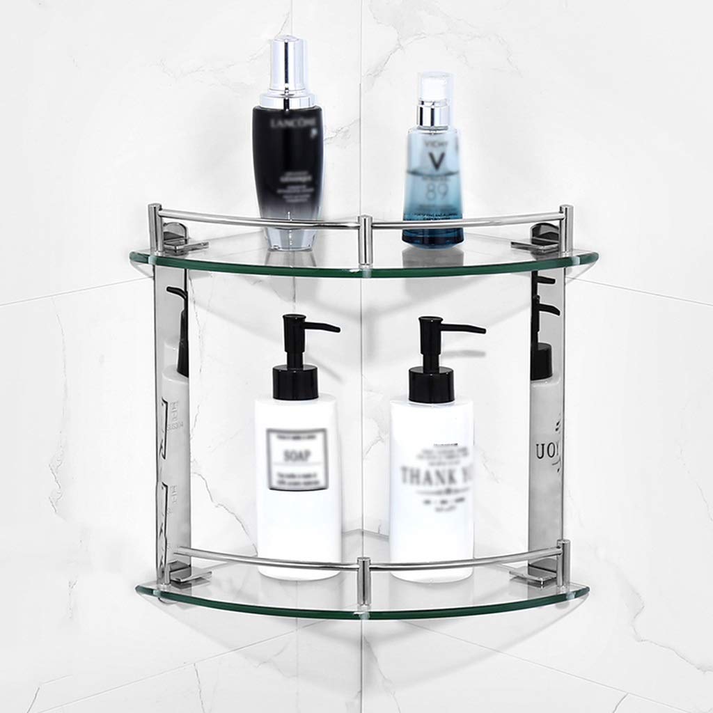 Glass Triangle Bathroom Shelf - Wall-Mounted Corner Storage for Shower & Kitchen