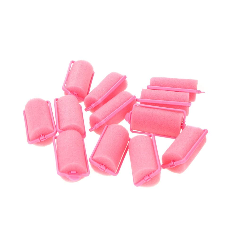 12pcs Magic Sponge Foam Hair Rollers - Pink Styling Curlers for Salon & Home Use, Soft Twist Tools for Voluminous Curls (Great for Parties, Weddings & Daily Styling)
