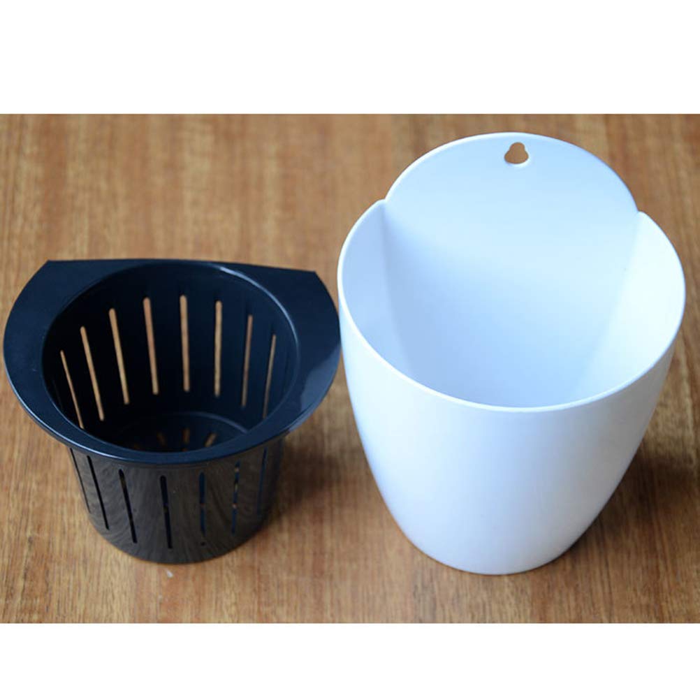 5pcs White Plastic Self-Watering Flower Pots for Roses, Succulents, Bonsai - Automatic Planters for Desktop, Home Decor, Office & Garden Use