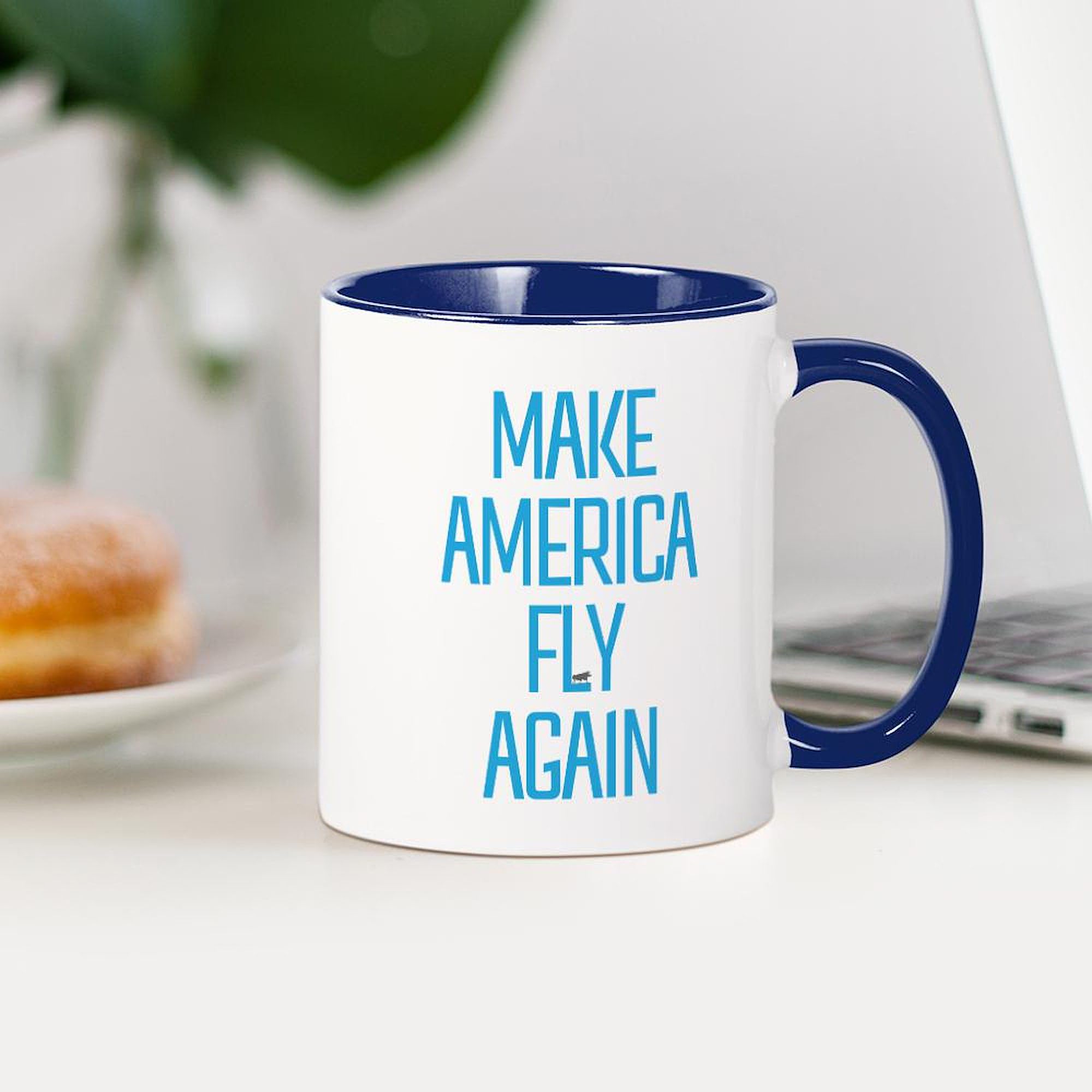 Make America Fly Again 11 oz Ceramic Coffee Mug - 325 ml White Tea Cup for Office, Home & Gifts - Patriotic American Flag Design