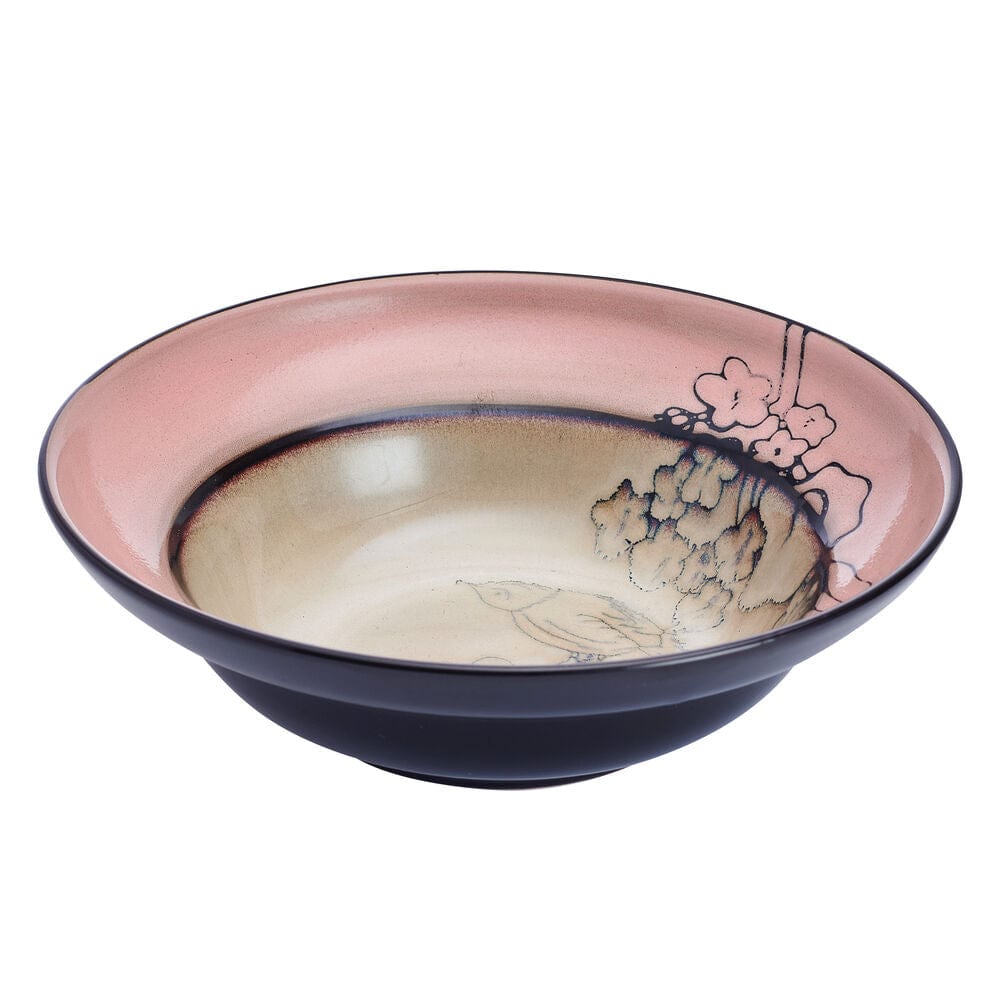 Song Bird Pink Dinnerware Set - 16-Piece Porcelain Tableware for 4, Floral Design, Microwave & Dishwasher Safe - Perfect for Family Dinners, Parties, and Special Occasions