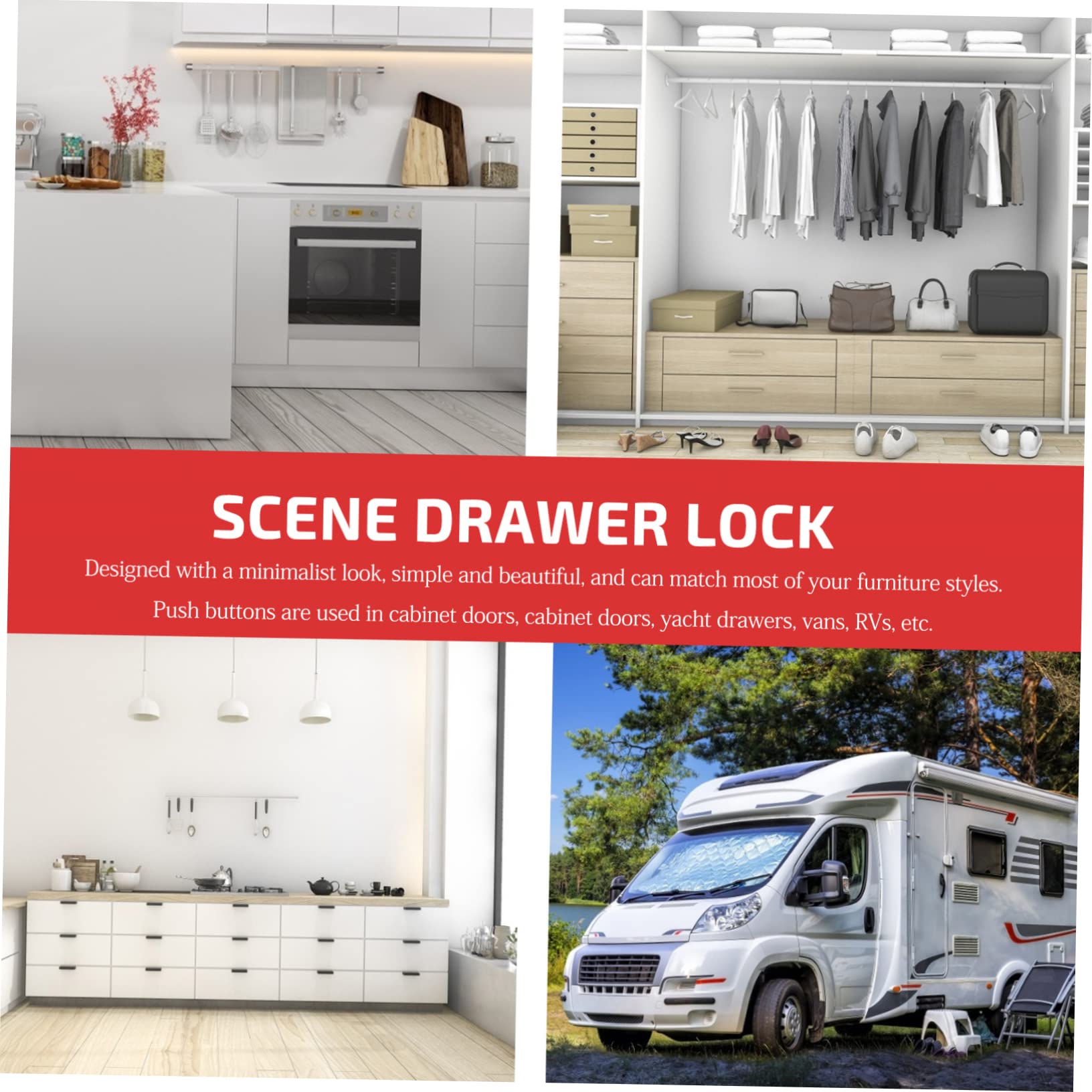 5-Pack RV Cam Lock Handles - Stainless Steel Cabinet Locks with Keys for RV Doors, Cupboards & Tents - Durable Zinc Alloy Push Button Latches for Secure Storage & Travel Use