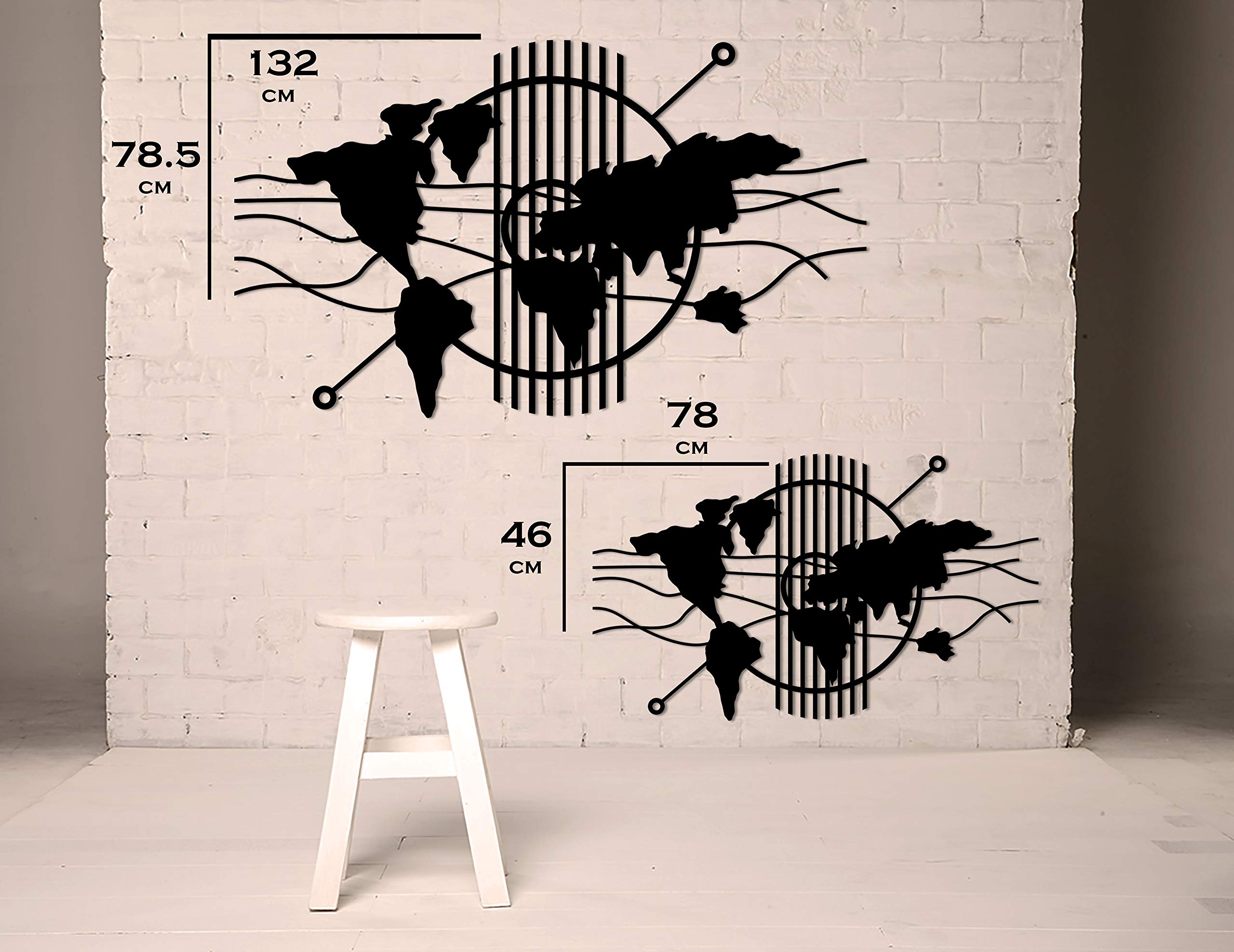 Stylish Metal World Map Wall Art - 18.11 x 30.71 Inch Decorative Home & Office Wall Decor for Living Room, Bedroom - Perfect for Travel Lovers & Geography Enthusiasts