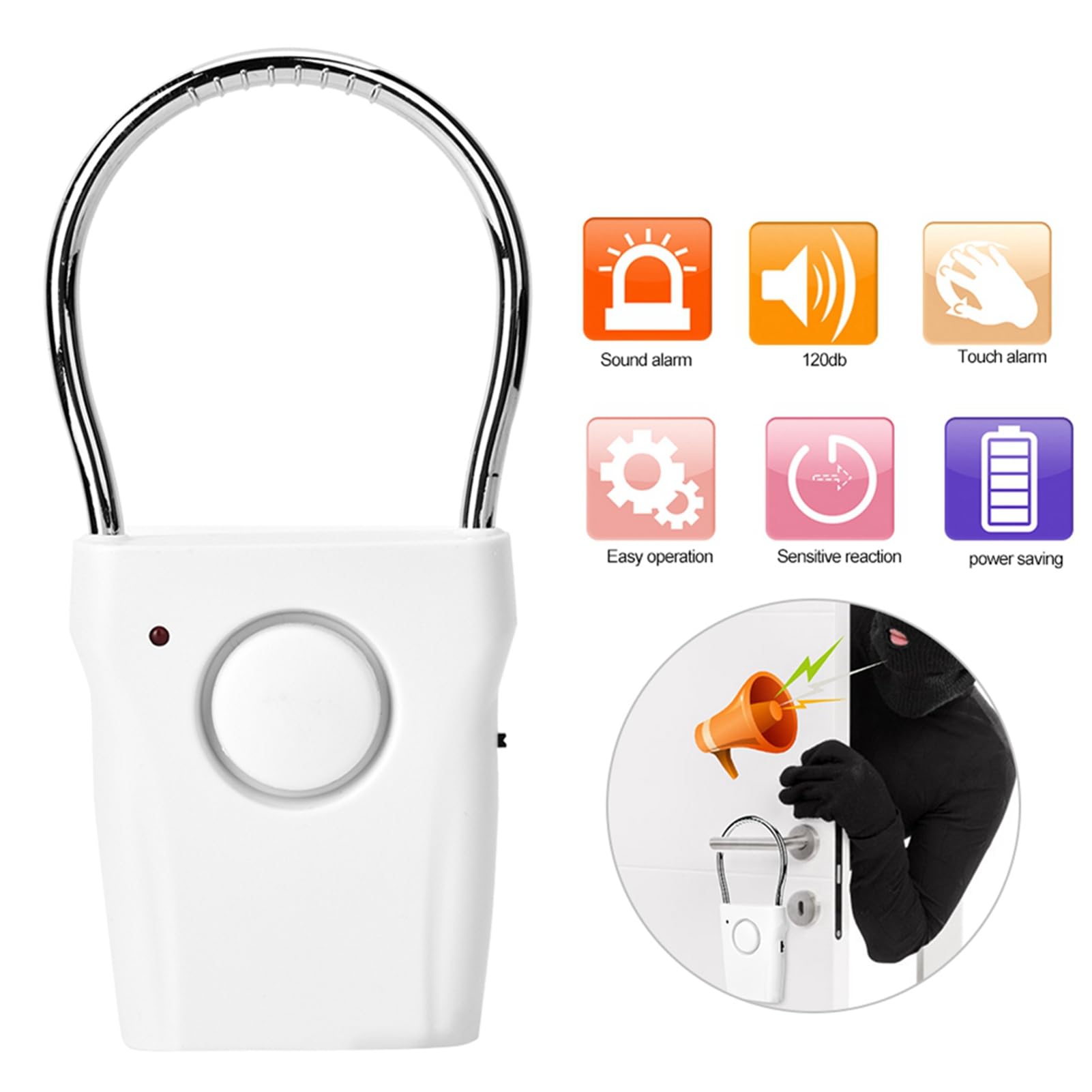 120dB Loud Door Handle Alarm - Security Door & Window Entry Alarm with Doorknob Sensor for Home Security & Child Safety | Perfect for Apartments, Dorms, and Vacation Rentals