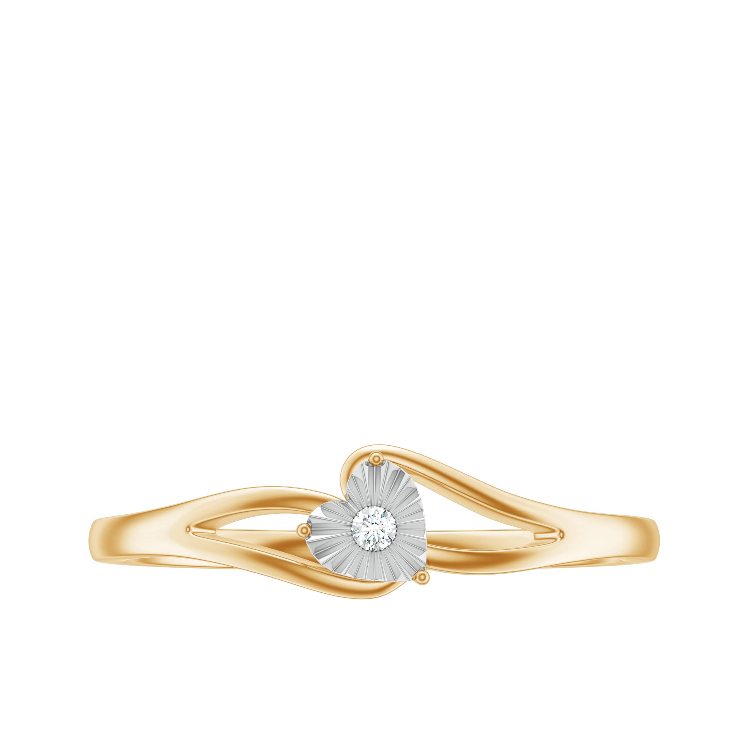 14K Solid Gold Heart Shape Miracle Plate Diamond Solitaire Ring | Split Shank Diamond Heart Ring with Tilted Center | Elegant Engagement, Anniversary & Valentine's Day Jewelry Gift for Her