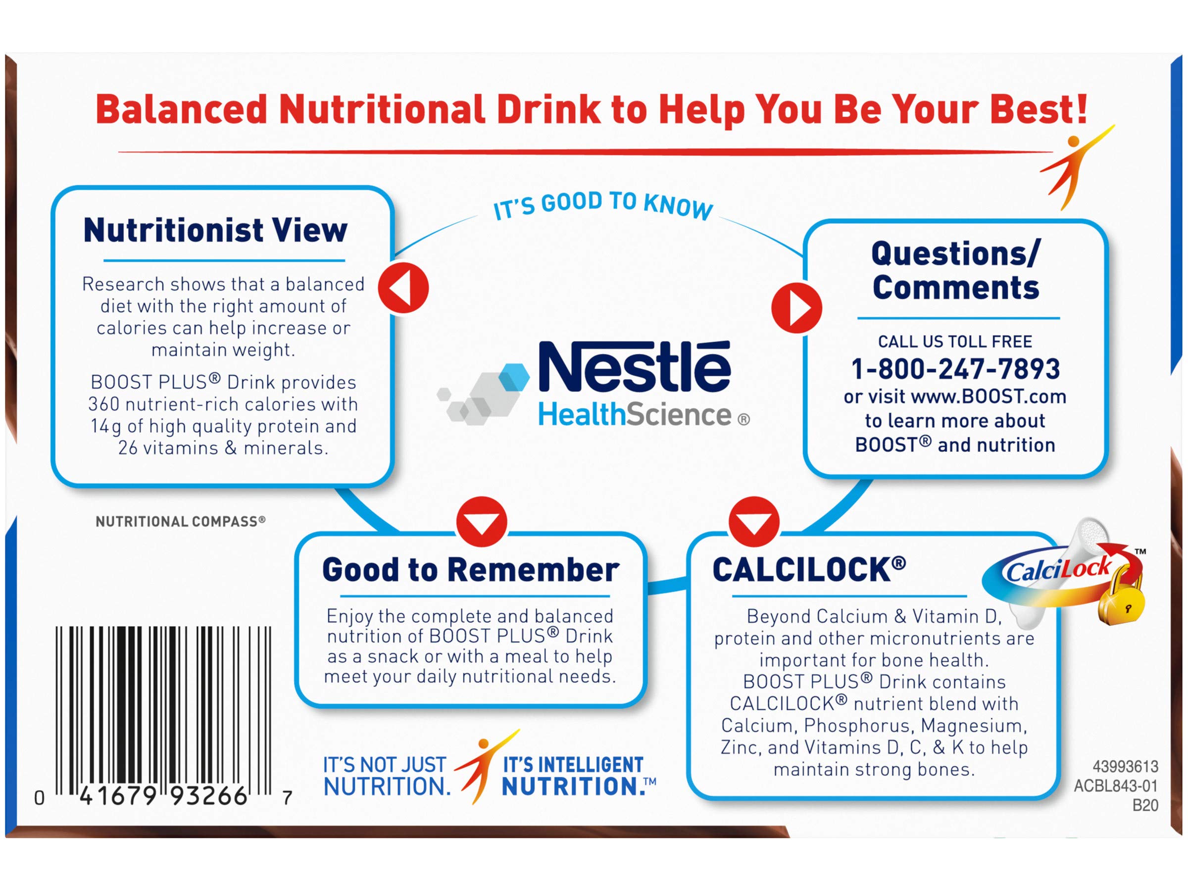 Boost Plus Nutritional Energy Drink - Chocolate Flavor, 8 oz (6 Pack) | High Protein Meal Replacement for Active Lifestyles, Workouts & On-the-Go Nutrition
