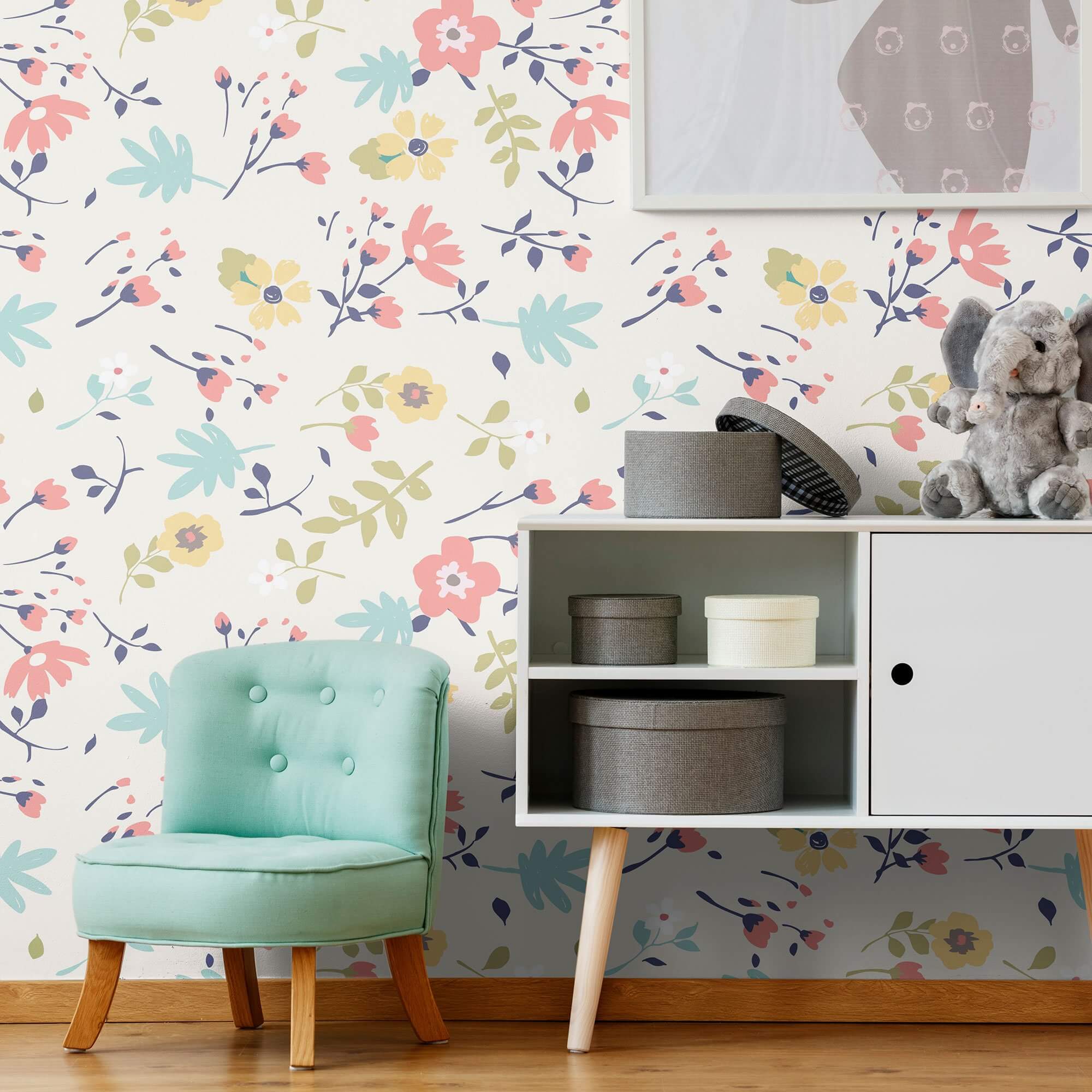 White Botanical Floral Peel and Stick Removable Wallpaper - Self-Adhesive Decorative Vinyl for Bedroom, Living Room, Nursery - Easy to Apply & Remove Home Decor