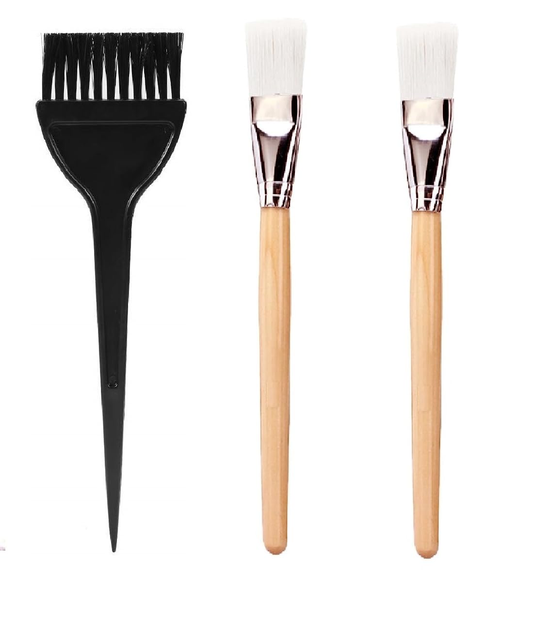 ZAUKY Professional Mehndi & Hair Dye Brush with 2 Facial Mask Brushes - Combo Pack for Henna Tattoos, Hair Coloring & Skincare Routine