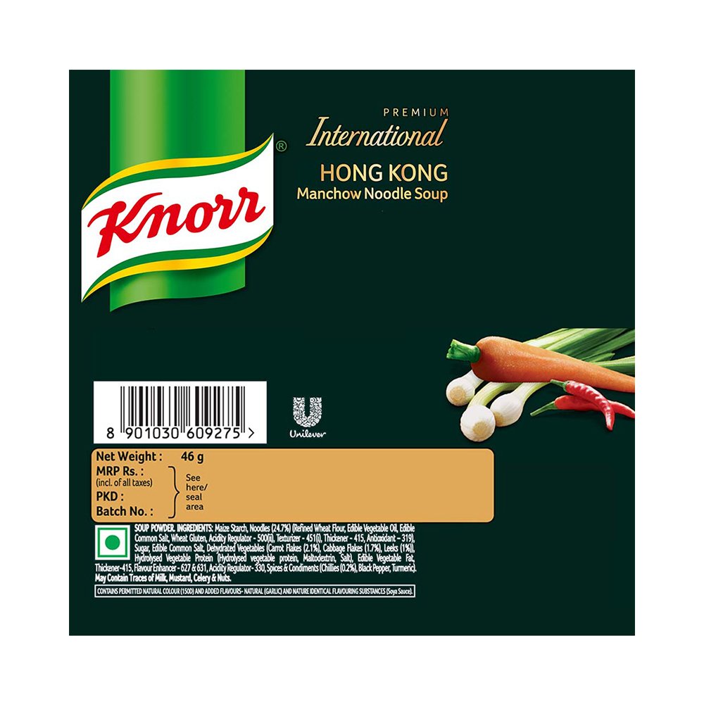 Knorr Hong Kong Manchow Soup with Real Vegetables - 44g/46g (Weight May Vary) | Authentic Chinese Noodle Soup Mix | Quick & Easy Meal Solution for Busy Weeknights, Office Lunches & Asian Food Lovers