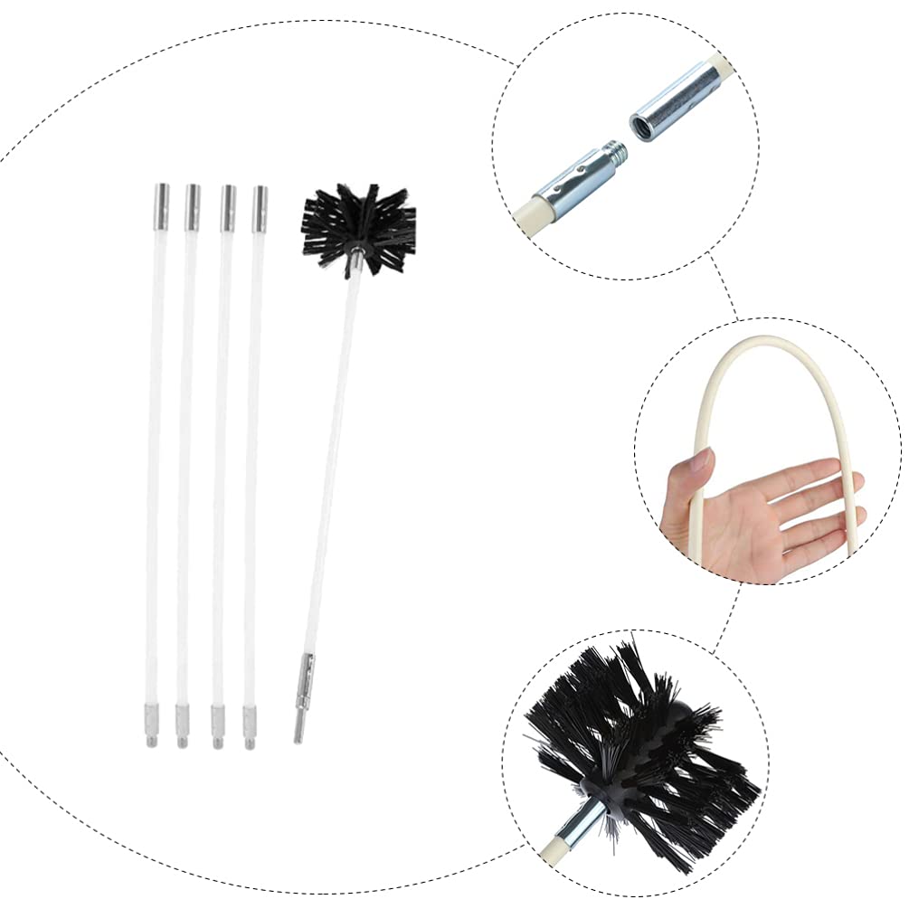 1 Set Chimney & Dryer Vent Cleaning Kit - Heavy Duty Duct Brush, Lint Remover & Sweeping Tools for Efficient Home Maintenance | Perfect for Fireplace, HVAC & Laundry Room Use