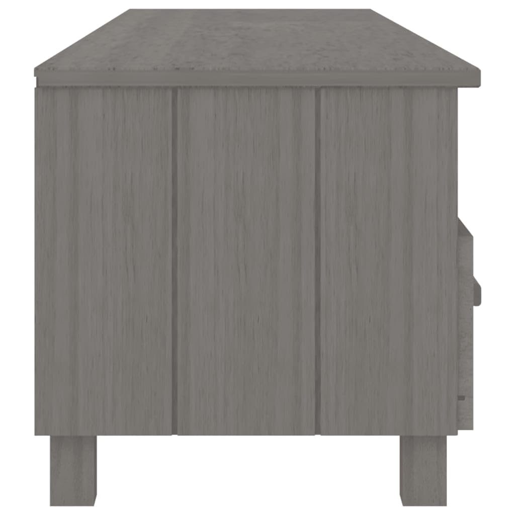 vidaXL Light Gray Solid Wood Pine TV Stand with Storage - Entertainment Center Media Cabinet for Living Room, Bedroom, Home Theater | Modern Sideboard & Cupboard Organizer