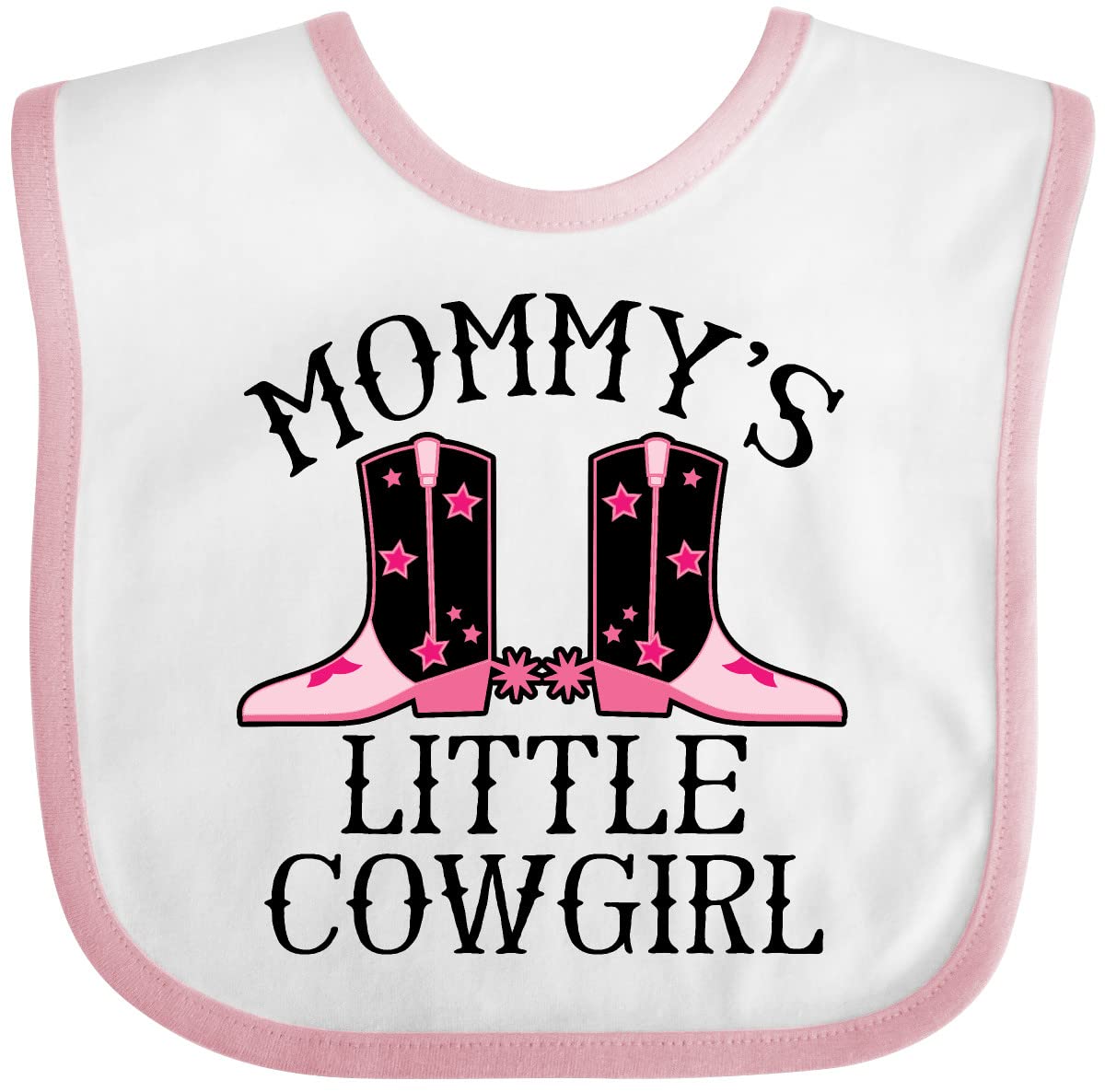Inktastic Mommy Little Cowgirl Baby Clothes - Adorable Western Style Baby Bib for Girls | Perfect for Cowgirl Themed Parties, Rodeos & Western Photo Shoots