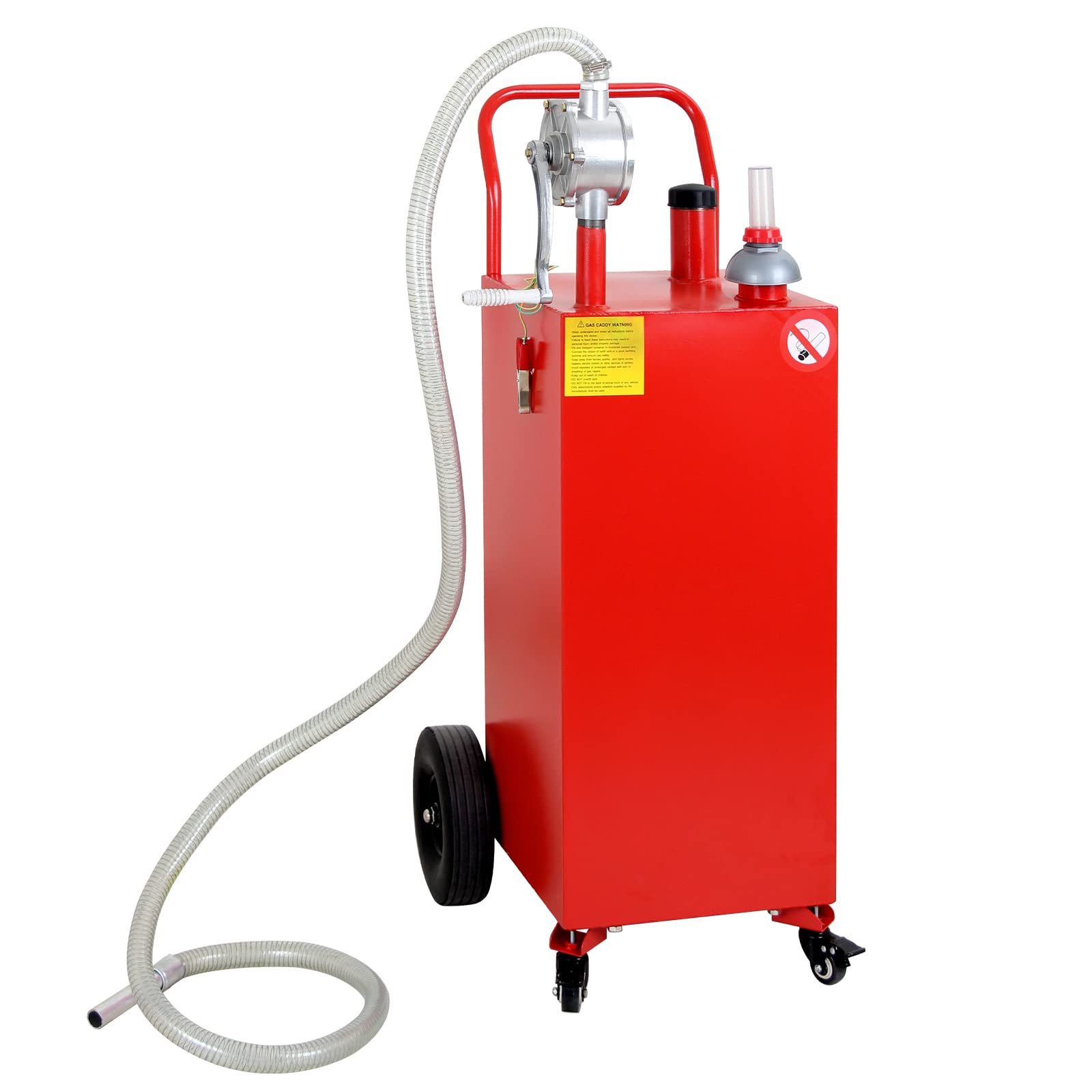 35 Gallon Portable Fuel Caddy with Manual Pump - Heavy Duty 4-Wheel Gas Tank for Gasoline & Diesel - Ideal for Boats, ATVs, Cars, Motorcycles - Perfect for Garage, Workshop & Outdoor Use (Red)