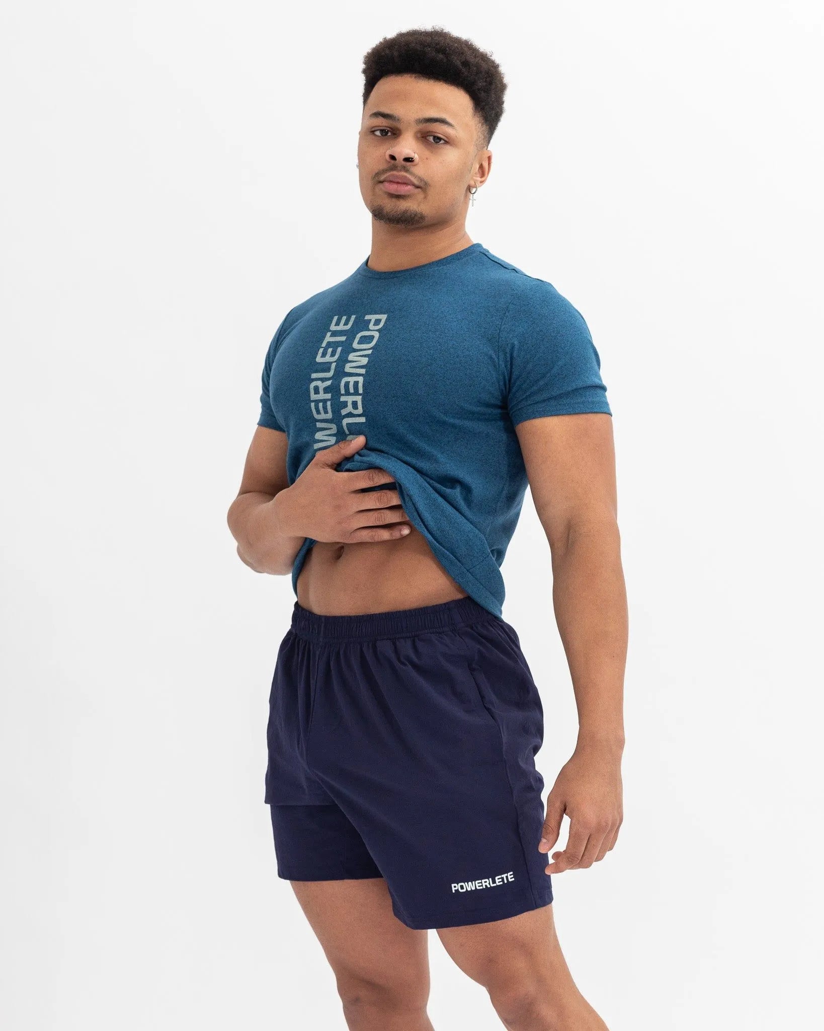 Powerlete Evolve Men's Workout Shorts - Breathable Gym Running Training Shorts for Men, Navy Blue - Perfect for Gym, Running, and Outdoor Sports