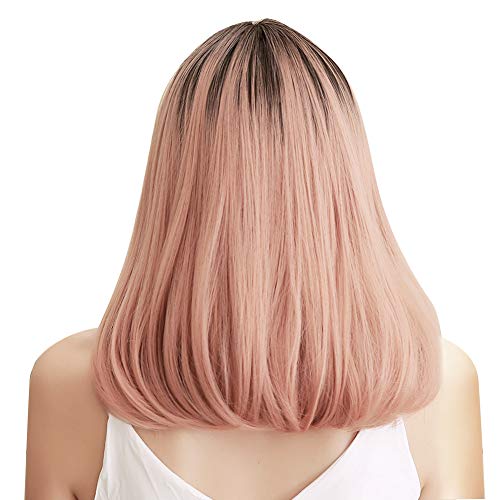 Shoulder Length Synthetic Heat Resistant Wigs for Women - Medium Long Pink Wavy Full Wig for Daily Wear & Cosplay | Party, Halloween & Special Occasion Hairstyle