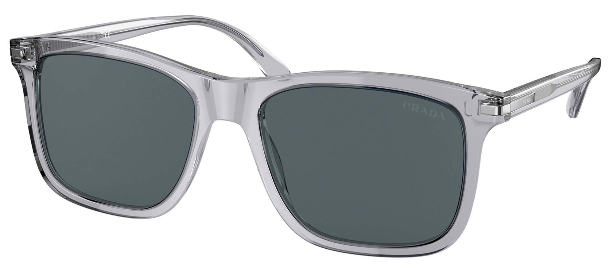 Prada PR 18WS Men's Sunglasses Grey Crystal/Blue 56mm - Luxury Designer Shades for Men with UV Protection - Perfect for Driving, Beach & Outdoor Activities