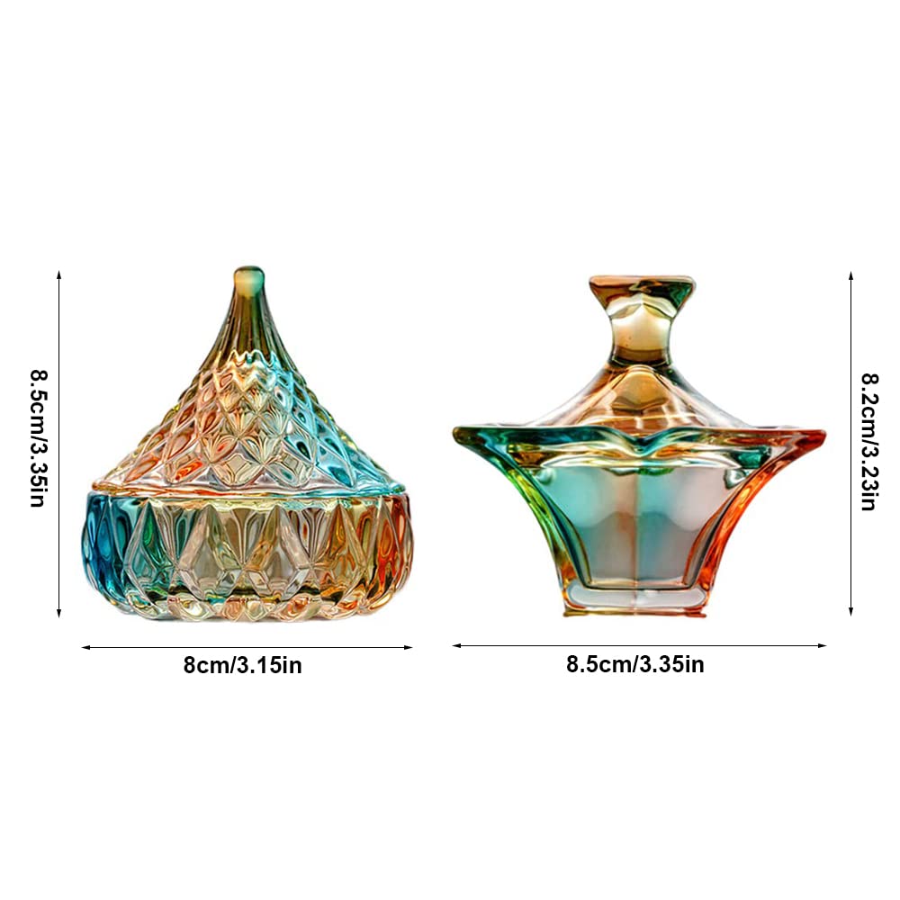 2-Pack Rainbow Glass Nail Cups with Lids - for Nail Art & Candles