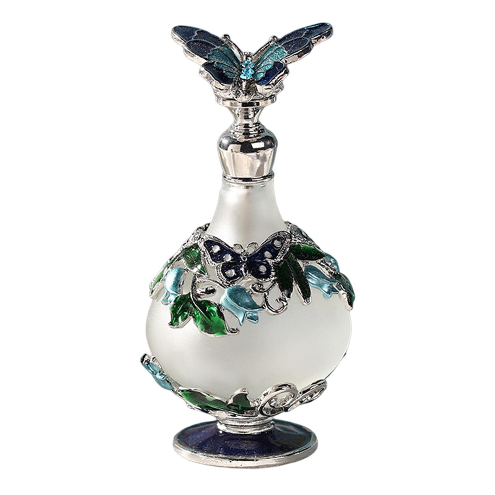 Vintage Refillable Glass Perfume Bottle with Butterfly Design - Reusable Empty Container for Essential Oils, Fragrances & DIY Liquids | Perfect for Home Decor, Gift Giving & Vanity Display