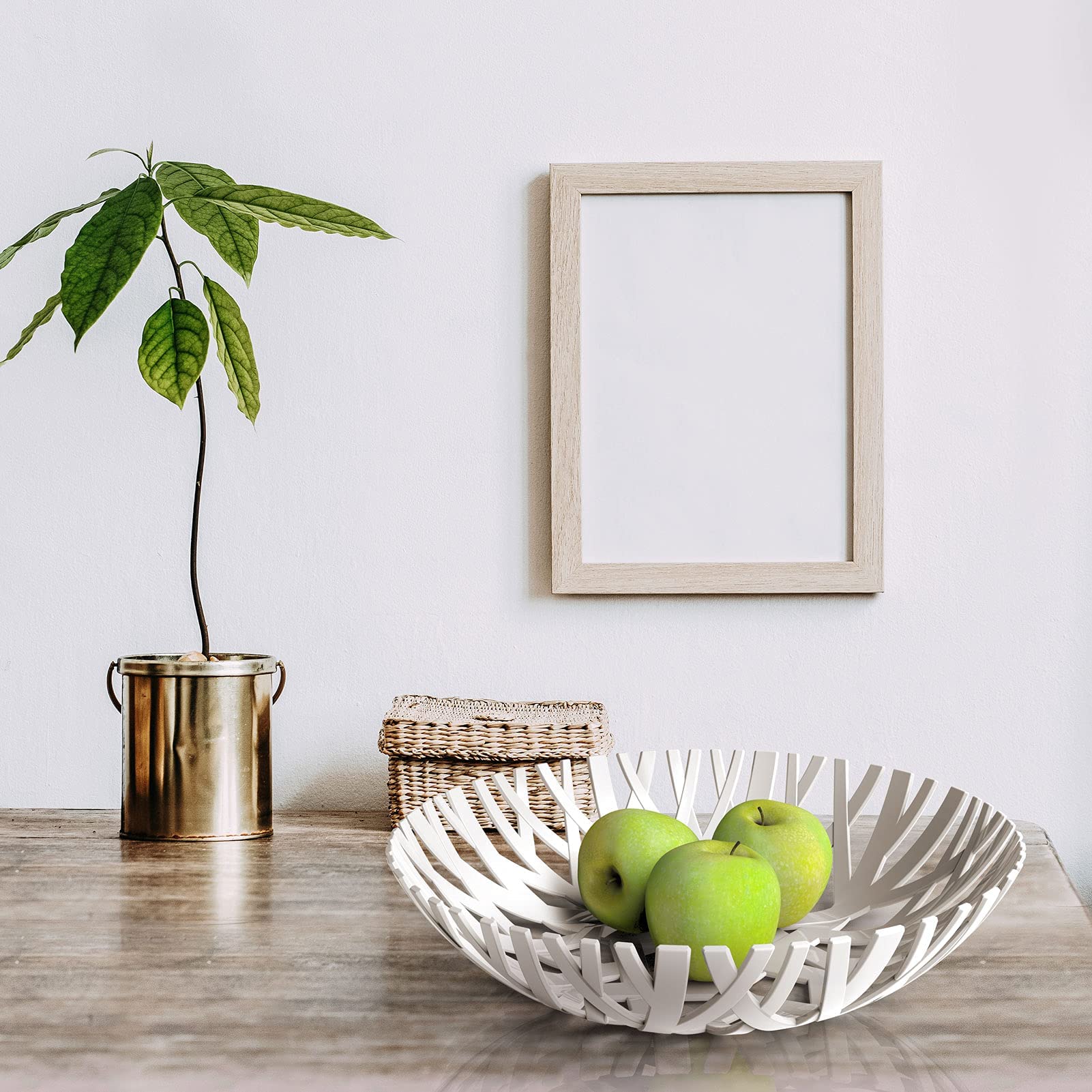 Premium White Mueller Fruit Basket - Modern European Made Decorative Bowl for Kitchen Counter, Dining Table & Home Decor - Elegant Centerpiece for Fruits, Vegetables & Display