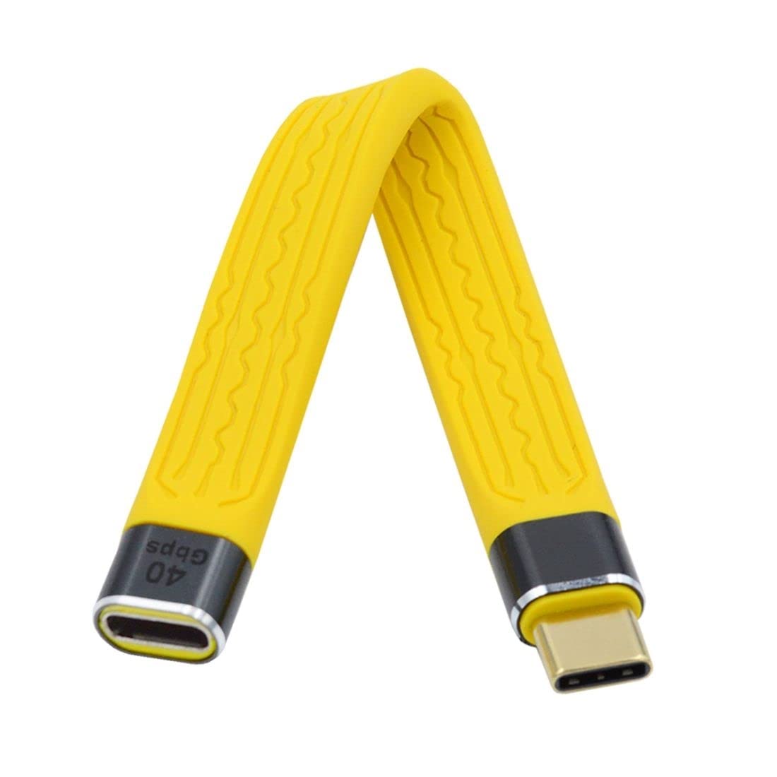 Chenyang USB C to USB C Cable 40Gbps - USB4 Extension Cable Slim Flat Male to Female with 100W Fast Charging & 8K@60Hz Video - Thunderbolt 3/4 Compatible (13cm, Yellow) - Perfect for MacBook, iPad Pro, Galaxy S23 & High-Speed Data Transfer